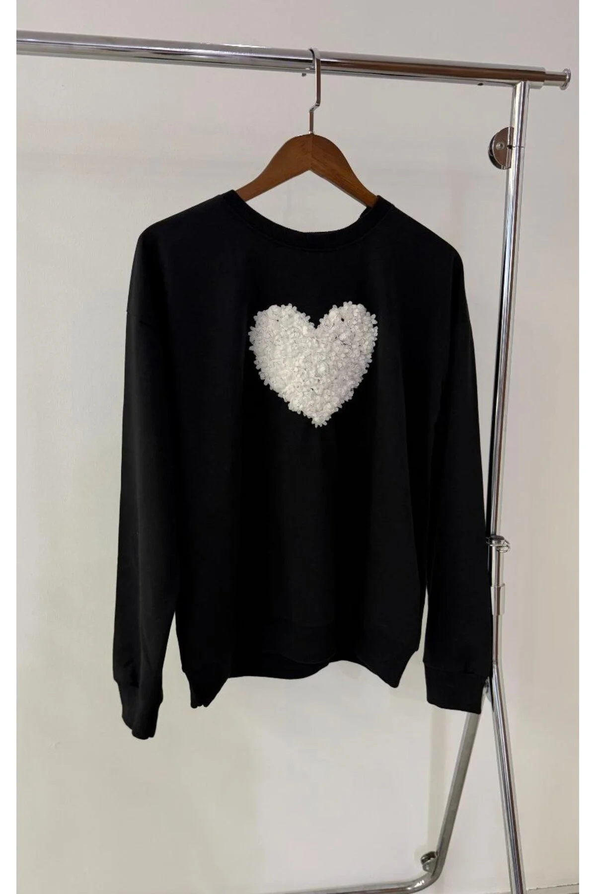 Kalp Desenli Kadın Sweatshirt