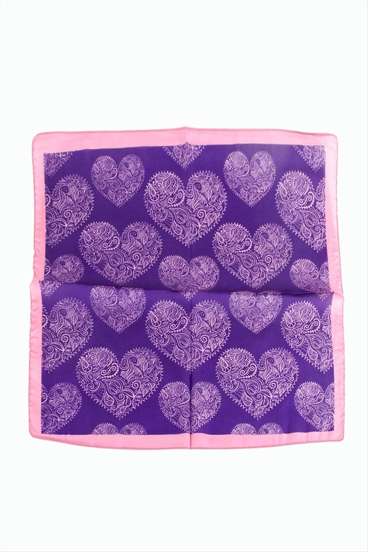 Kalp Desenli Zr Şifon Fular 50*50 cm