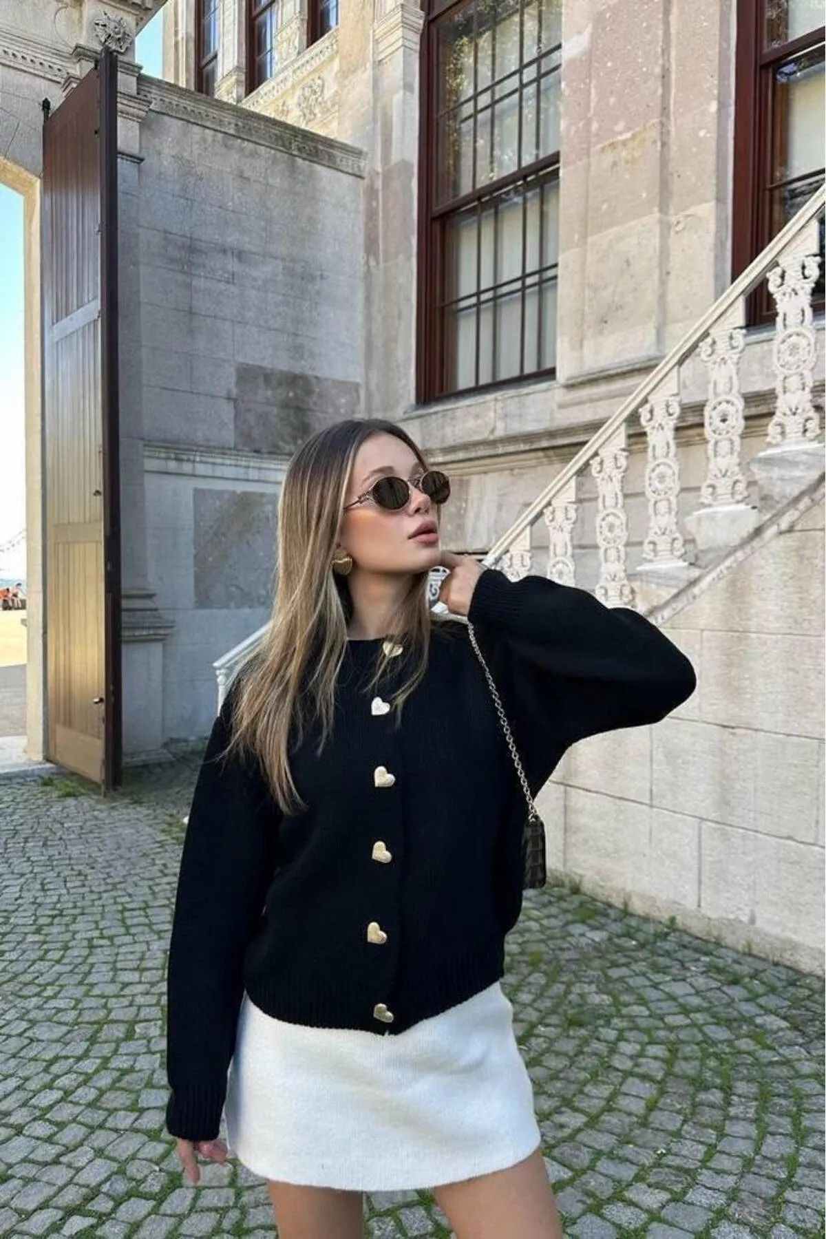 Nzl Tekstil Kalp Düğme Detayli Kadin Triko Hirka&Ceket