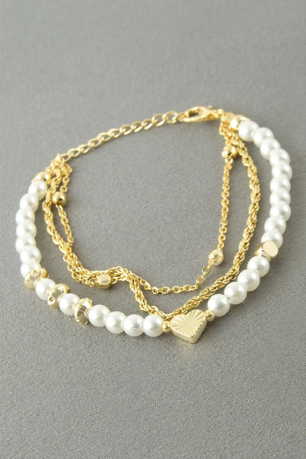 Kalp İnci Zincir Bileklik