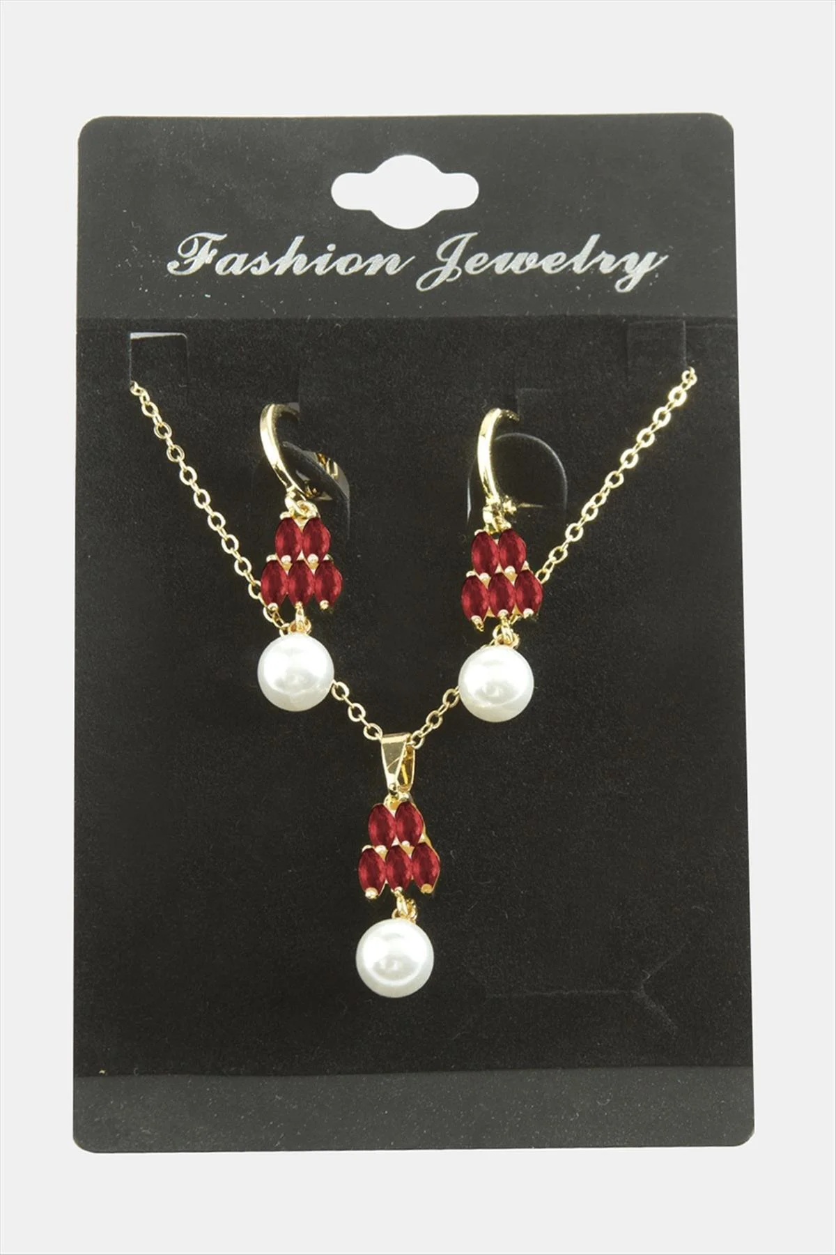 Kalp İnci Zirkon Taşlı Set Kolye