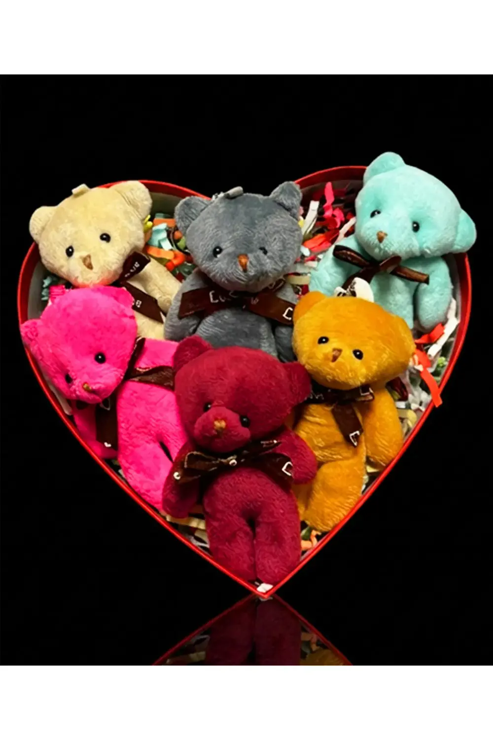 Kalp Kutuda Rengarenk Ayıcıklar - Sevgiliye Hediye - Anneye Hediy