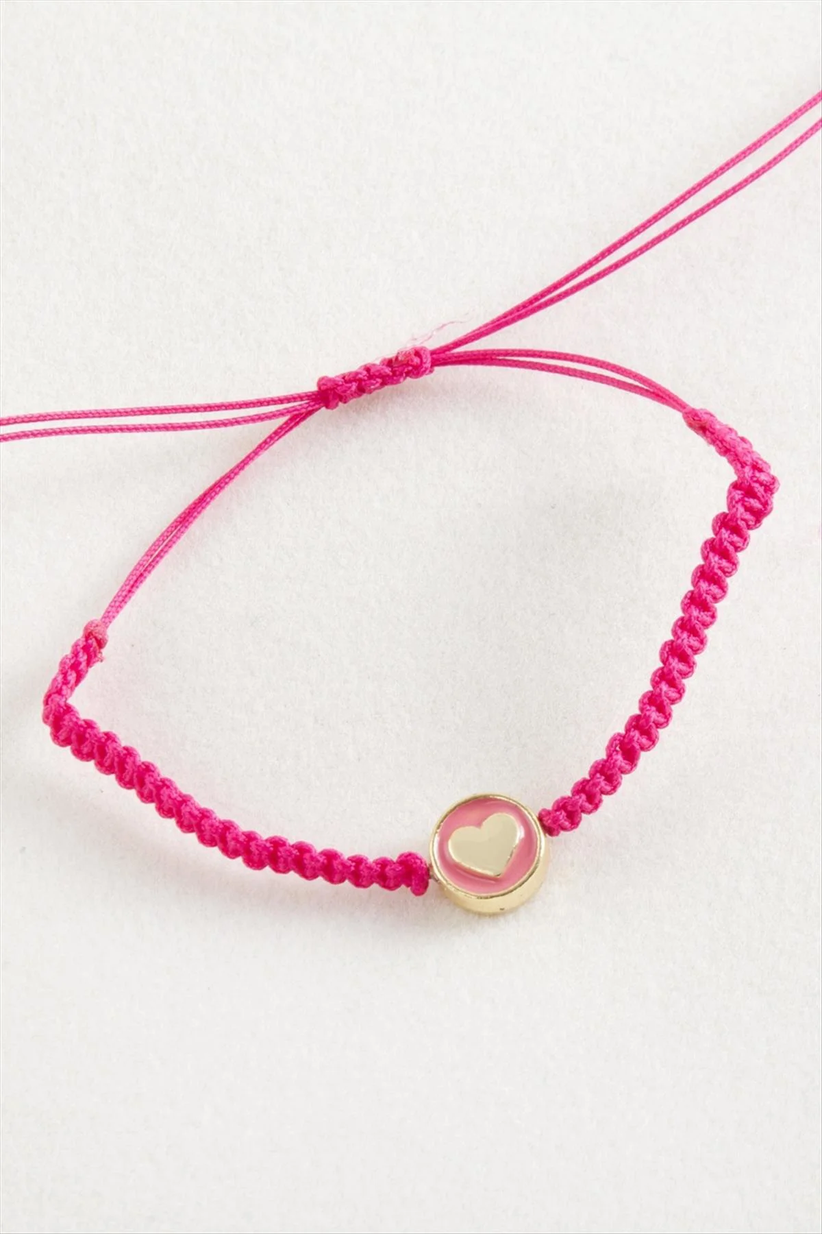 Kalp Mineli Makrome Örgülü Bileklik