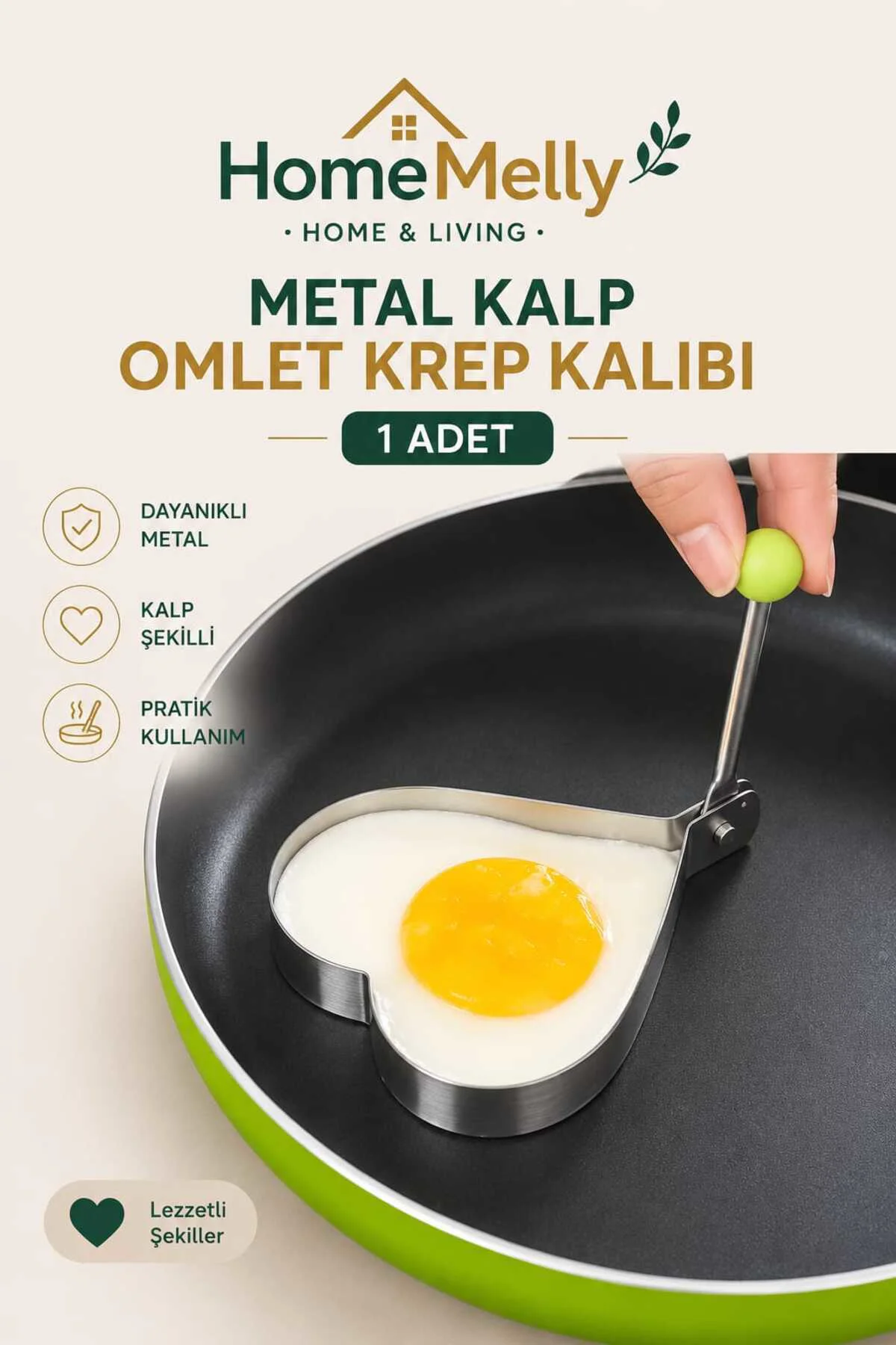 Kalp Model Metal Omlet Krep Kalıbı