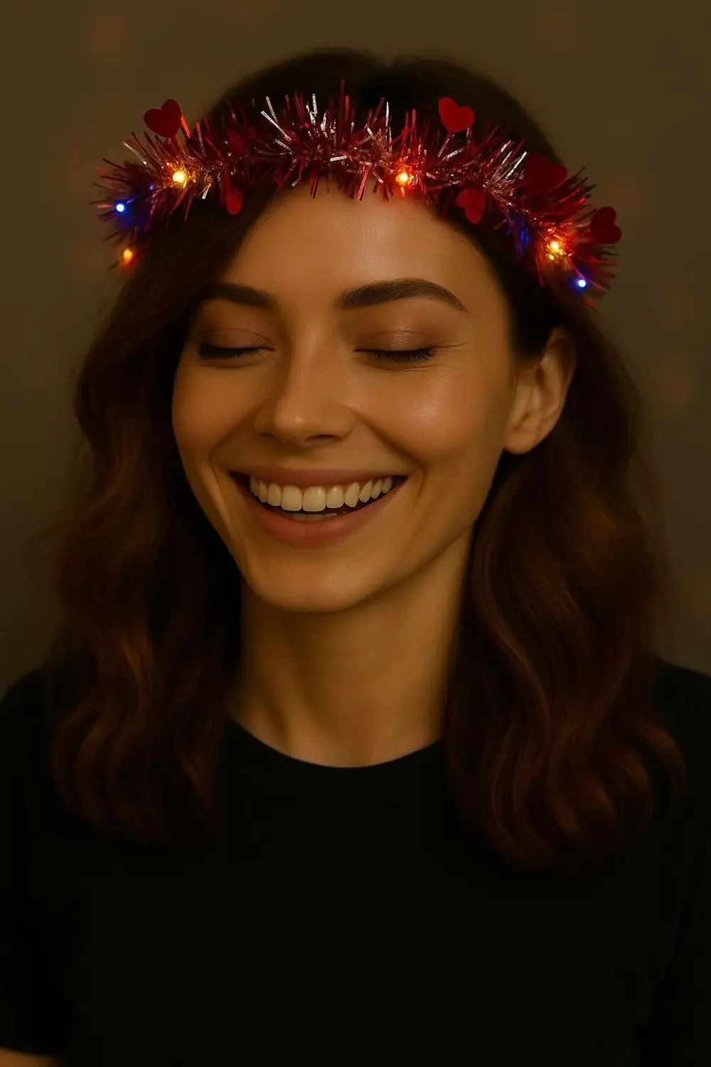 Kanonik Education Kalp Püsküllü 3 Modlu Led İşıklı Taç Kırmızı Renk