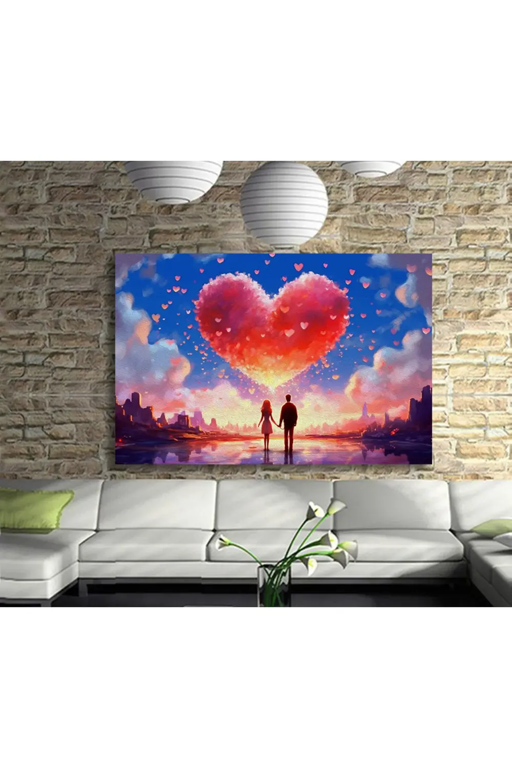 Kalp şeklinde bulutlara bakan çift. fantezi,sevgililer günü,roman