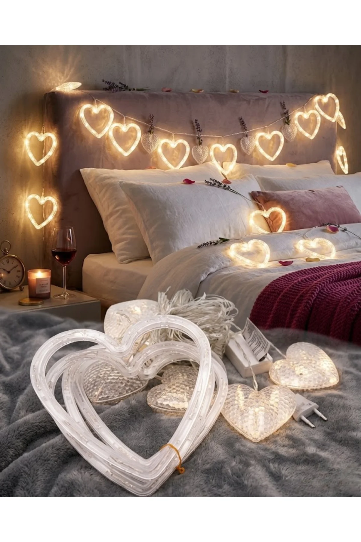 Kalp Şeklinde LED Neon Işık Dekoratif Romantik Oda ve Duvar Lambası