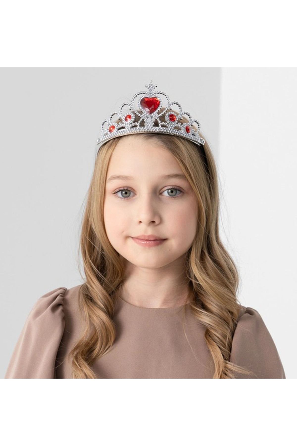 Samur Kalp Taşlı Kırmızı Renk Karlar Ülkesi Elsa Anna Frozen Tacı