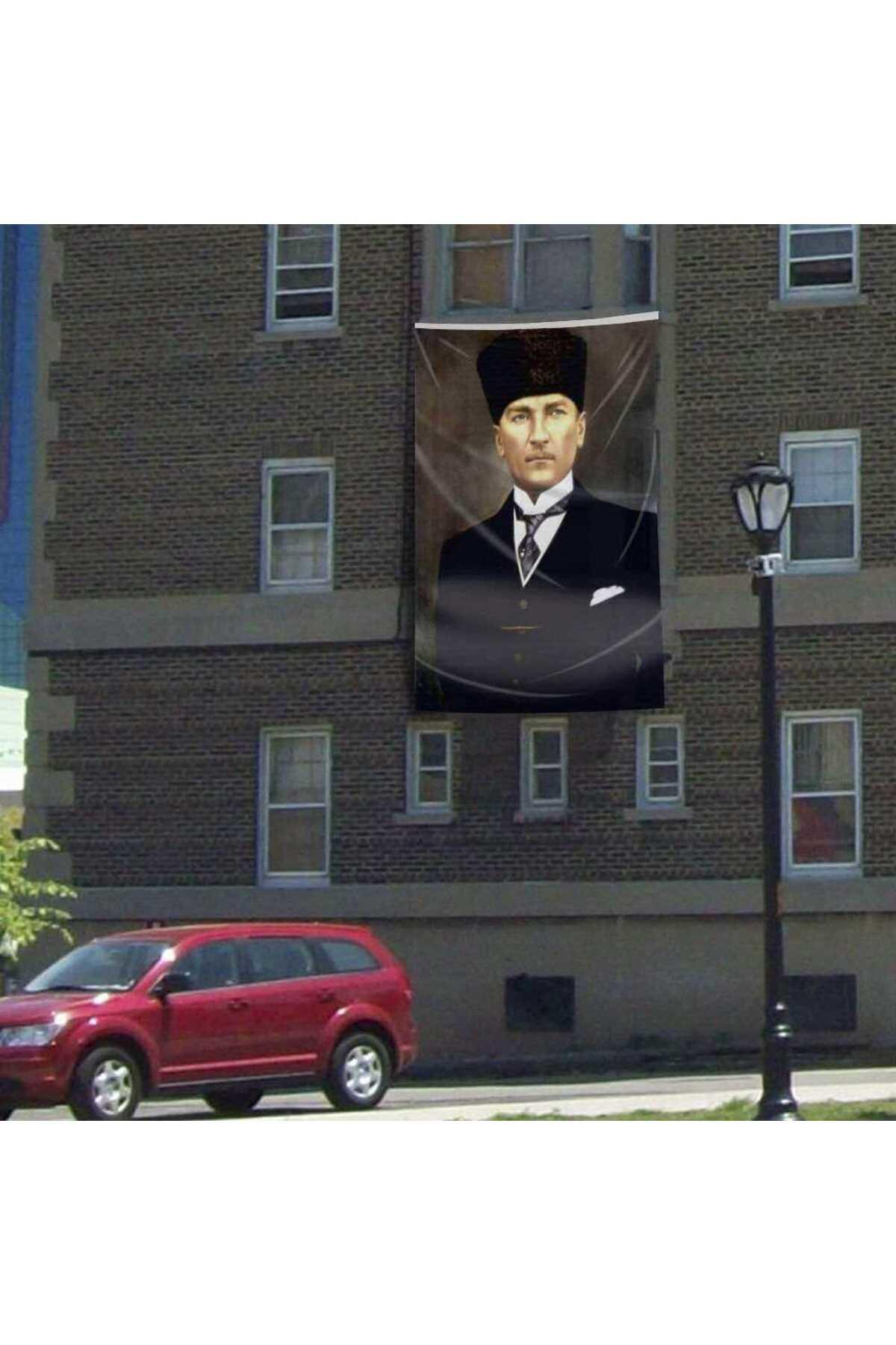 Kalpaklı Mustafa Kemal Atatürk Poster Cephe Bayrağı-300x450cm -3x