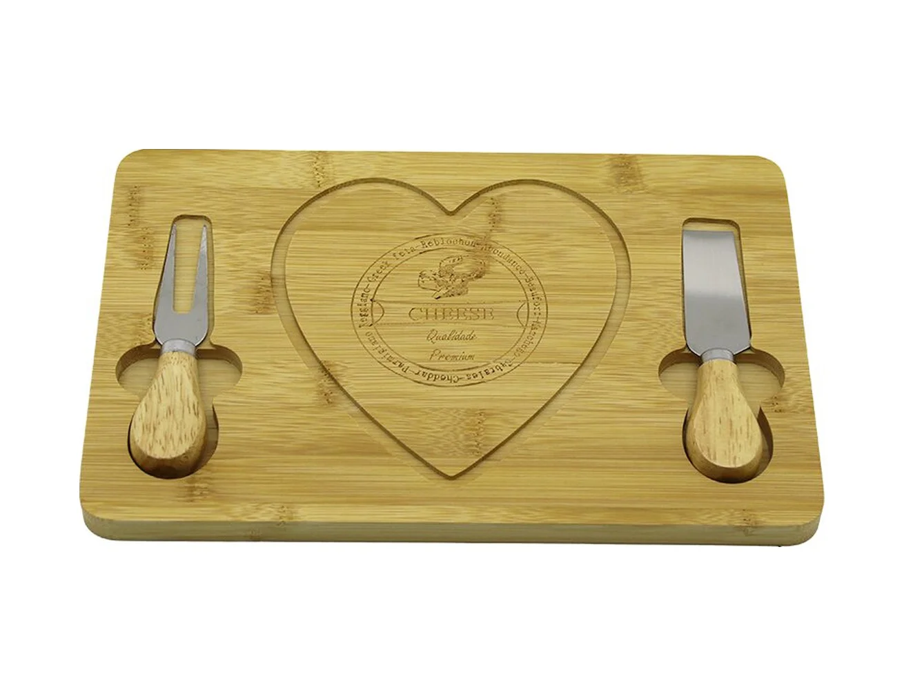 Kalpli Bıçak Sağ-solahşap Bambu Kahvaltı Peynir Sunum Pano2 Bıçak Ahşap Sap19x29cm-1.5cm 5224