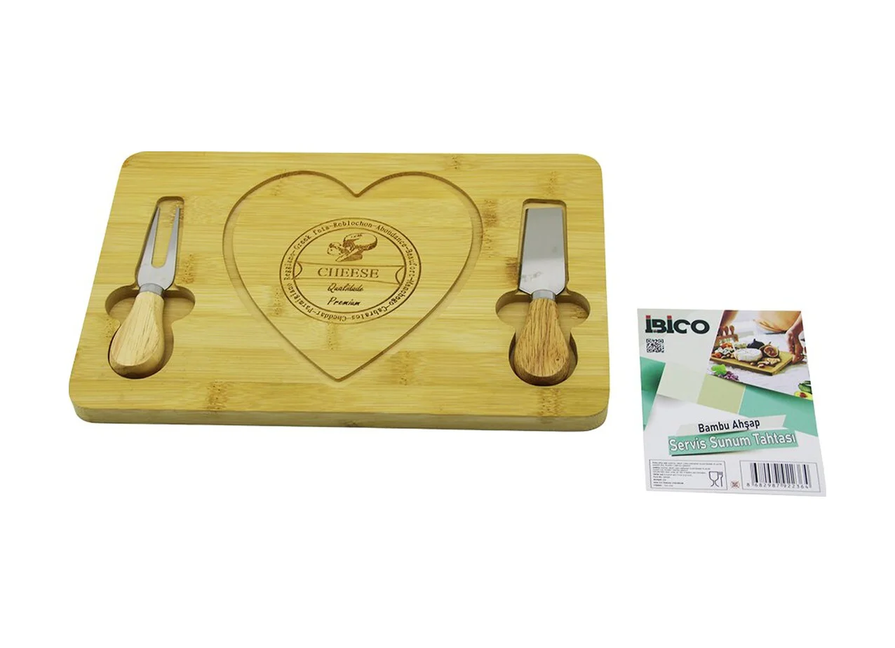 Kalpli Bıçak Sağ-solahşap Bambu Kahvaltı Peynir Sunum Pano2 Bıçak Ahşap Sap19x29x1.5cm 5224