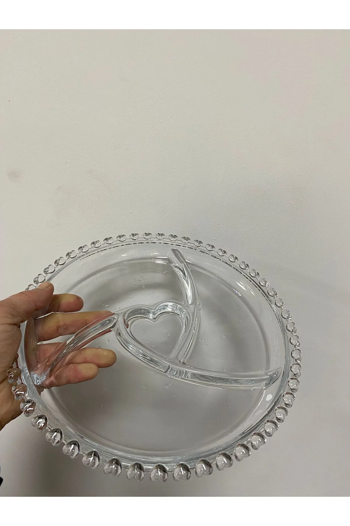 Kalpli Bölmeli Cam Çerezlik Kahvaltılık Tabak