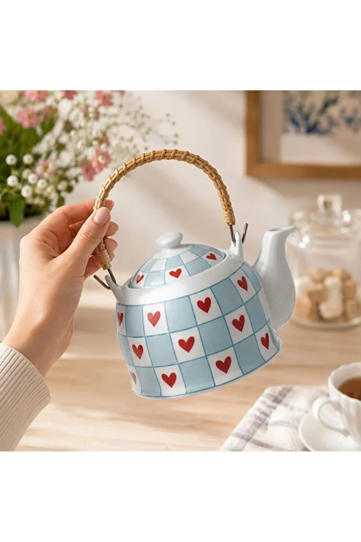 Kalpli Emaye Kettle Çaydanlık | Ahşap Saplı Şık Tasarım | 2.5L Retro Çaydanlık | Dekoratif & Dayanıklı