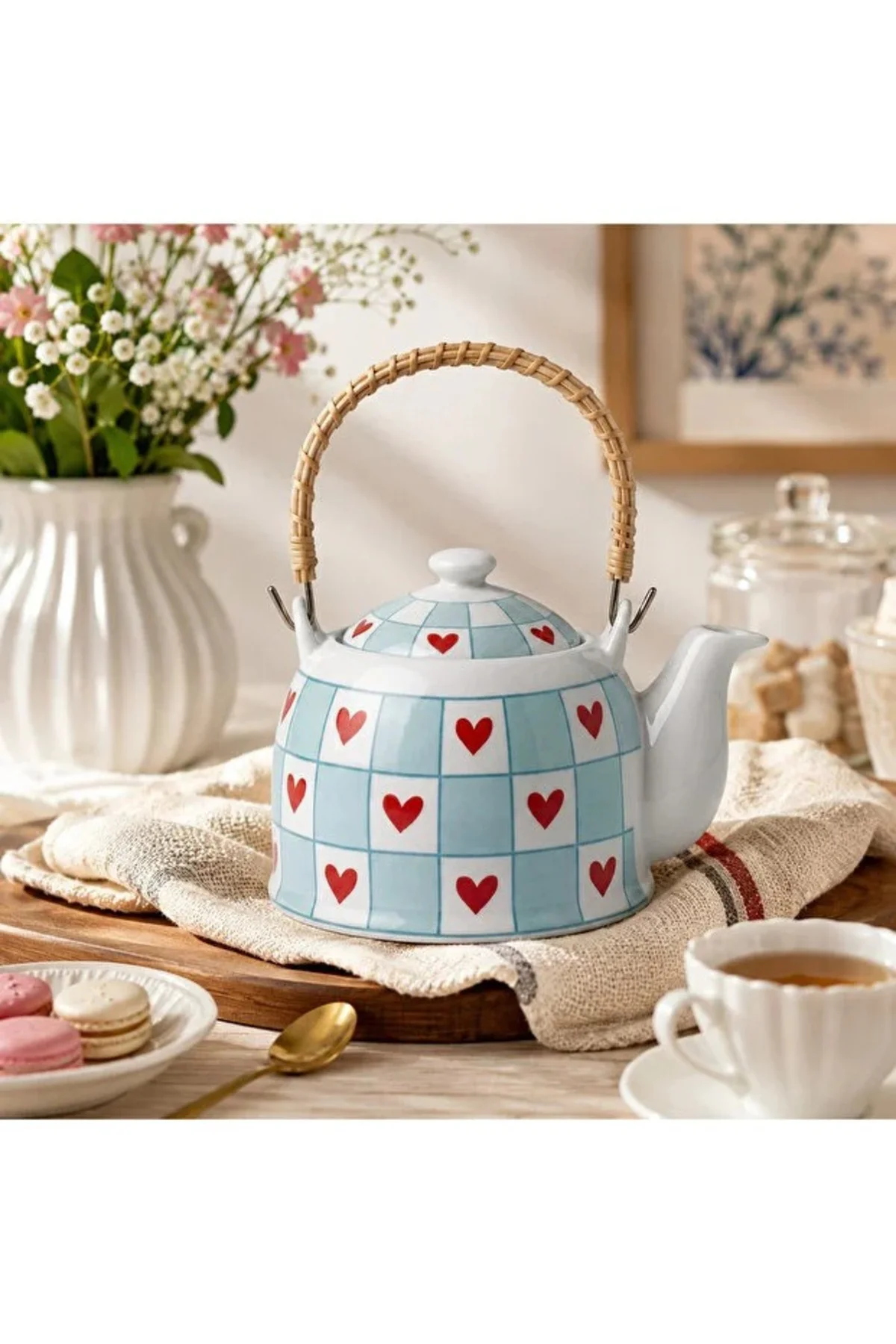 Kalpli Emaye Kettle Çaydanlık | Ahşap Saplı Şık Tasarım | 2.5L Retro Çaydanlık | Dekoratif & Dayanıklı