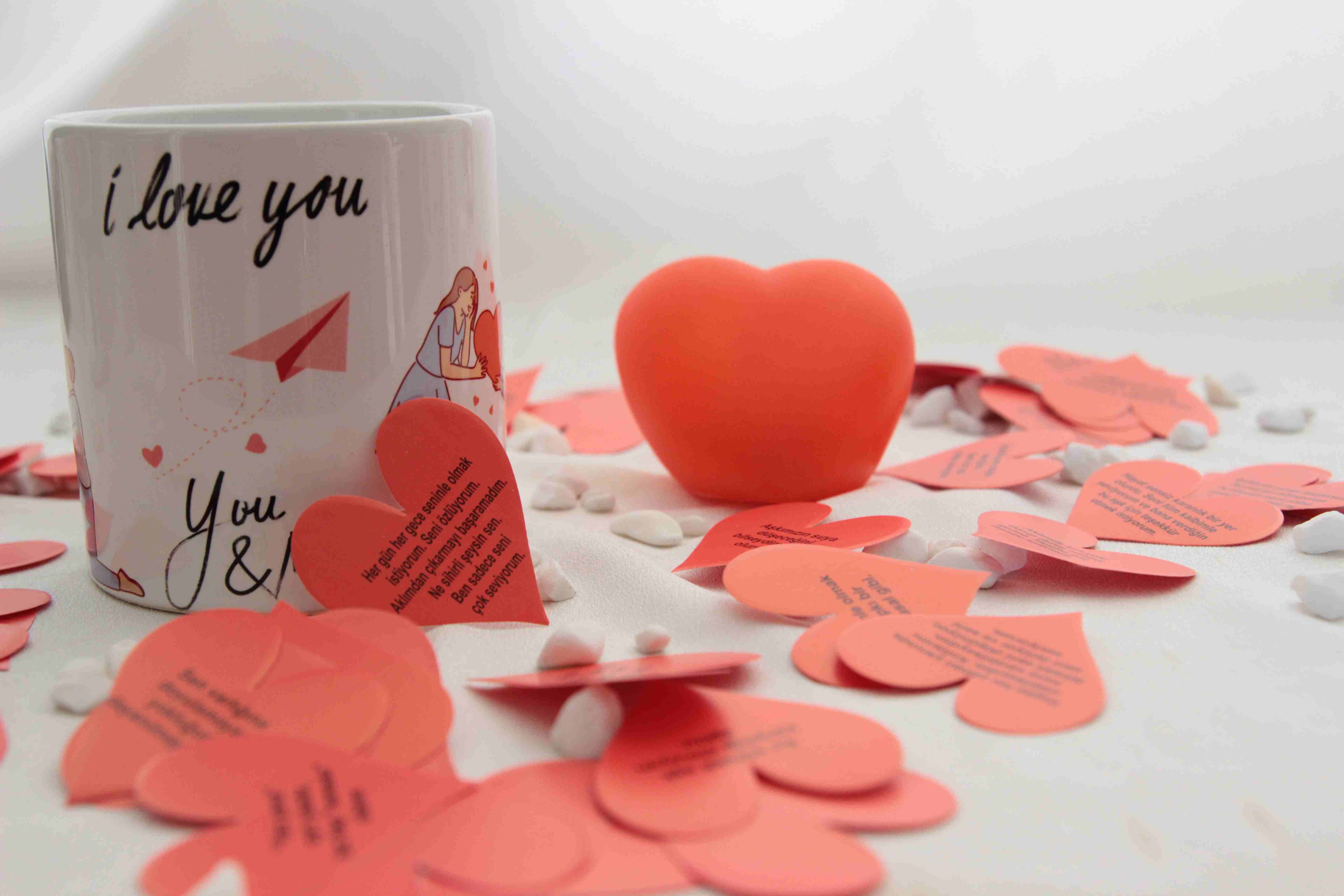 Home Kalpli Led İşık , Aşk Temalı Kupa Ve 365 Gün Aşk Sözleri Sevgiliye Özel Hediye