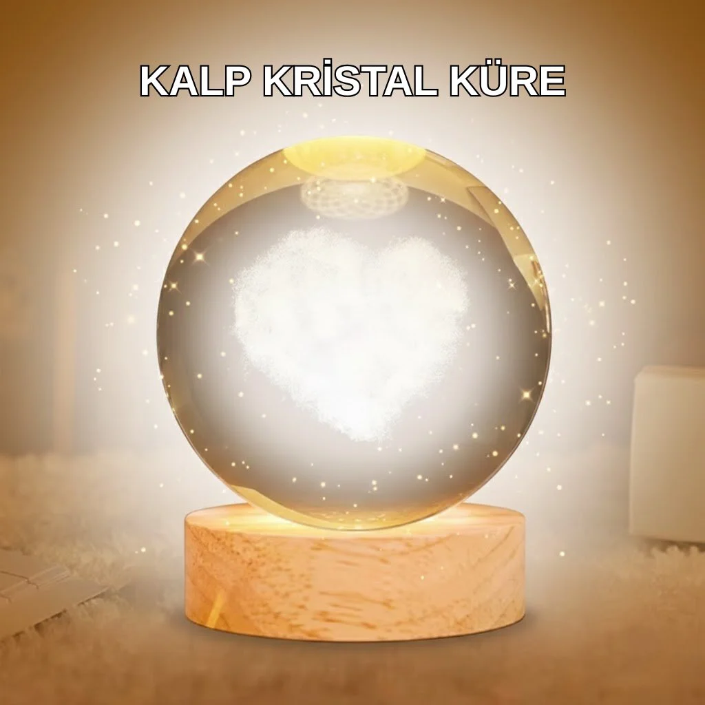 Kalpli LED Işıklı Cam Küre - Büyük Boy Kristal Tasarım ve Premium Dekorasyon Objesi