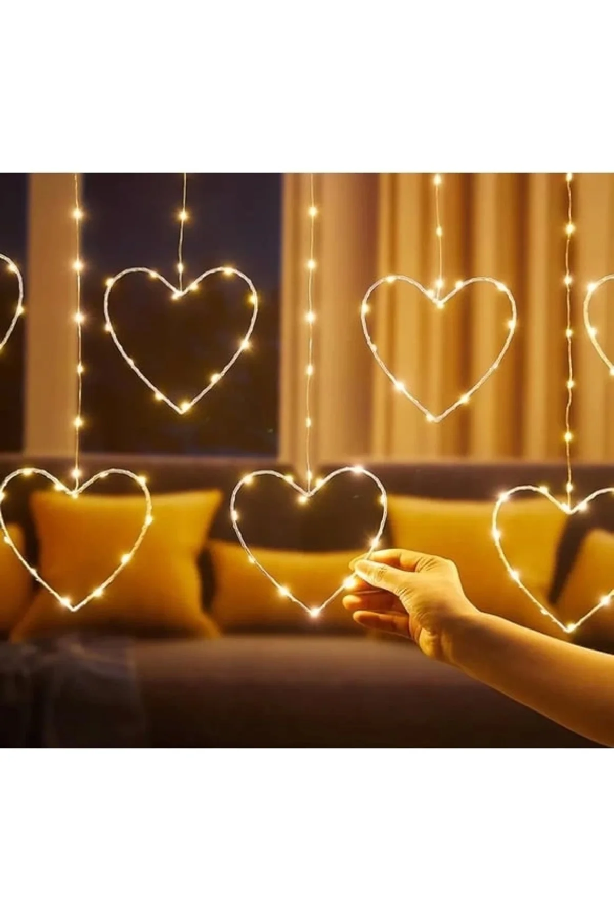 Kalpli Perde Led Işıklar, Sevgililer Günü Romantik Led Aydınlatma