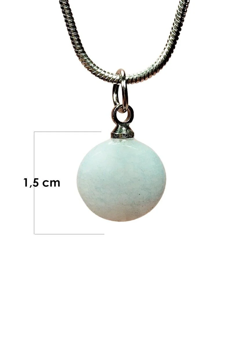 Kalsedon Doğal Taşı Zincirli El Yapımı Kolye - 1.5 cm Uç, 20 cm Zincir, Kutulu Fiyatı, Yorumları ve Özellikleri