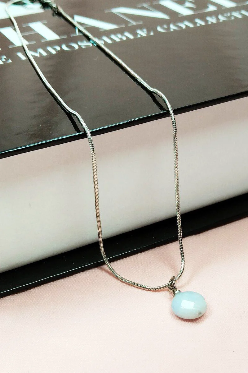 Kalsedon Doğal Taşı Zincirli El Yapımı Kolye - 1.5 cm Uç, 20 cm Zincir, Kutulu Fiyatı, Yorumları ve Özellikleri