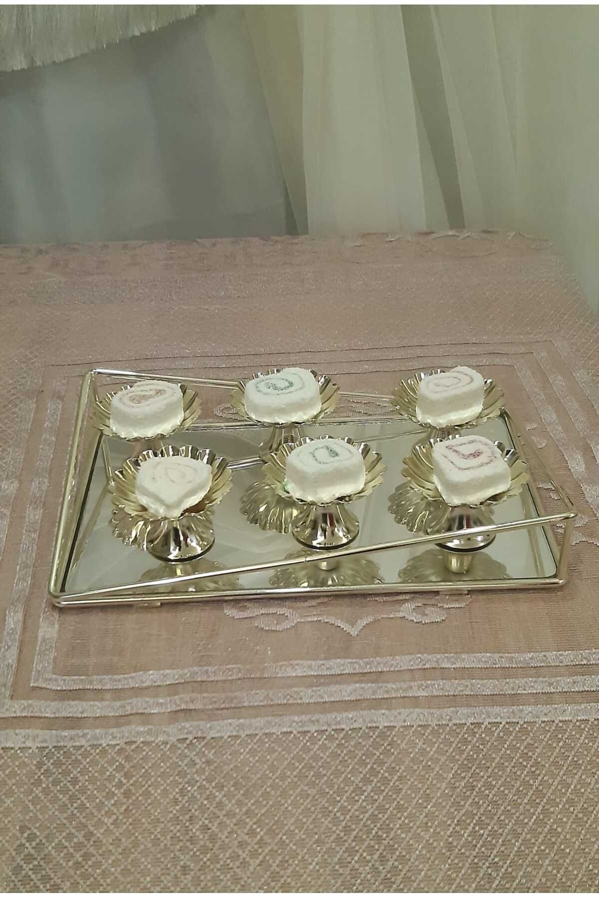 Han Metal Kalteli Gümüş Kaplamalı 6 Lı Lokumluk Makaronluk Kahve Yanı Sunum