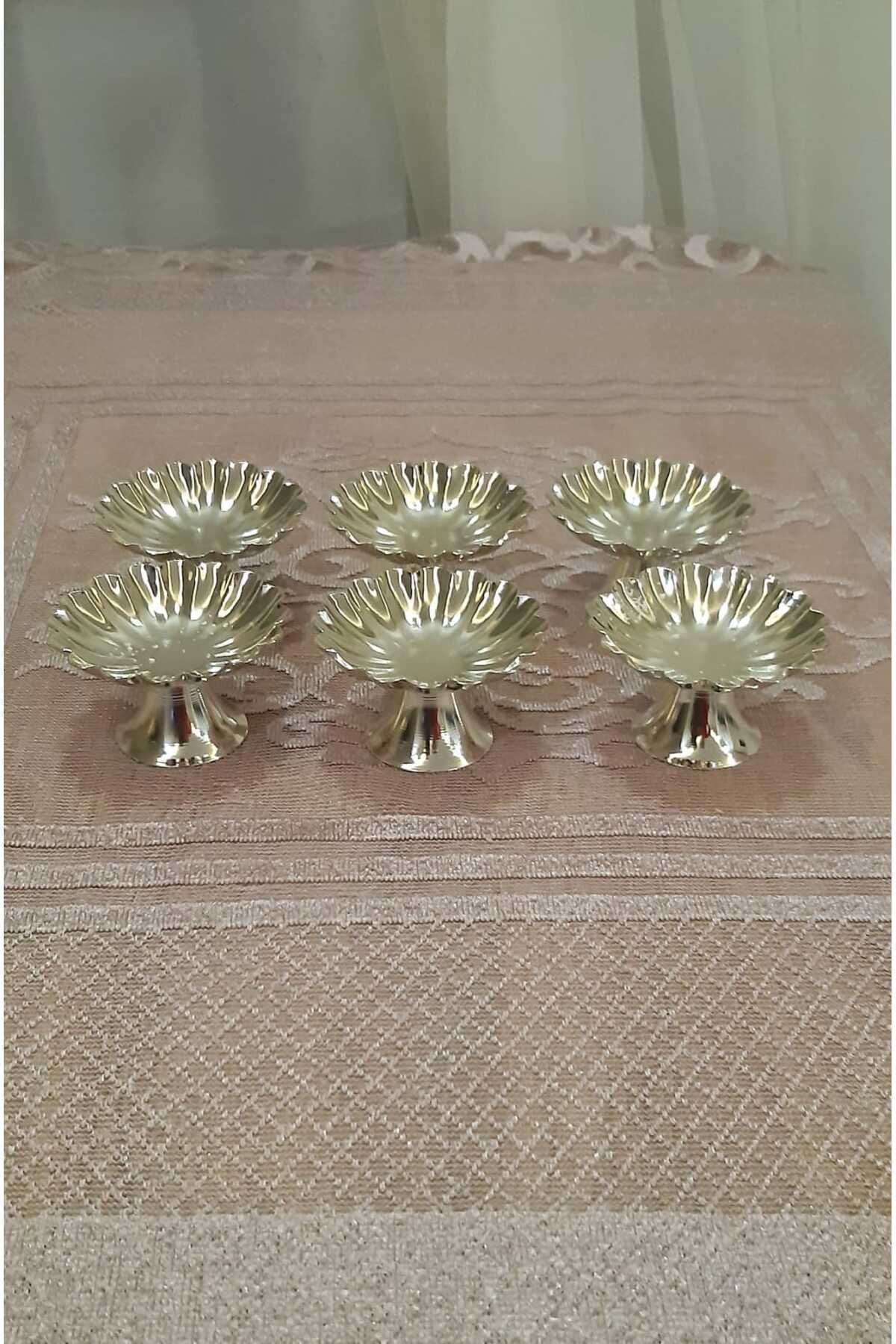 Han Metal Kalteli Gümüş Kaplamalı 6 Lı Lokumluk Makaronluk Kahve Yanı Sunum