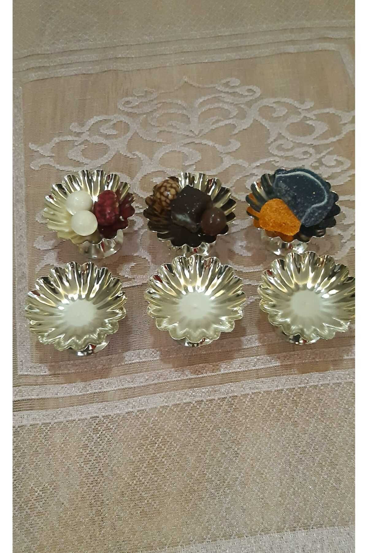 Han Metal Kalteli Gümüş Kaplamalı 6 Lı Lokumluk Makaronluk Kahve Yanı Sunum