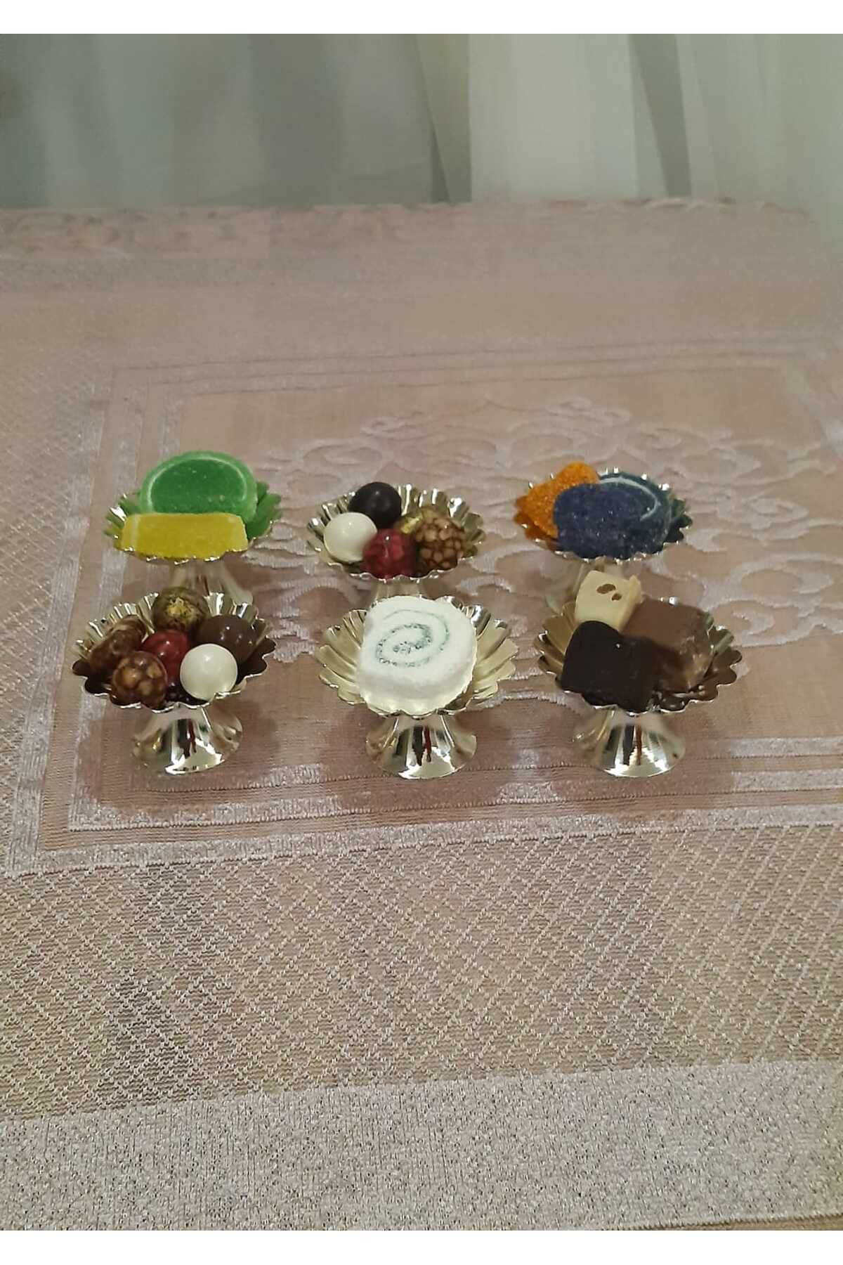 Han Metal Kalteli Gümüş Kaplamalı 6 Lı Lokumluk Makaronluk Kahve Yanı Sunum