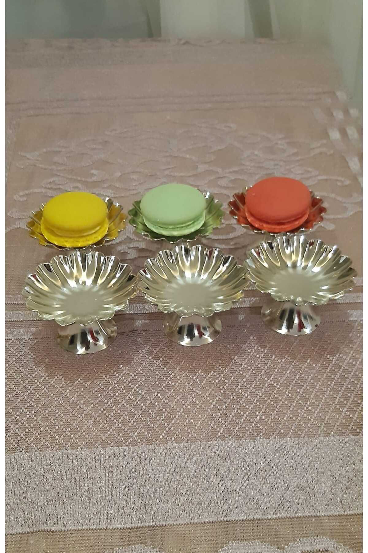 Han Metal Kalteli Gümüş Kaplamalı 6 Lı Lokumluk Makaronluk Kahve Yanı Sunum