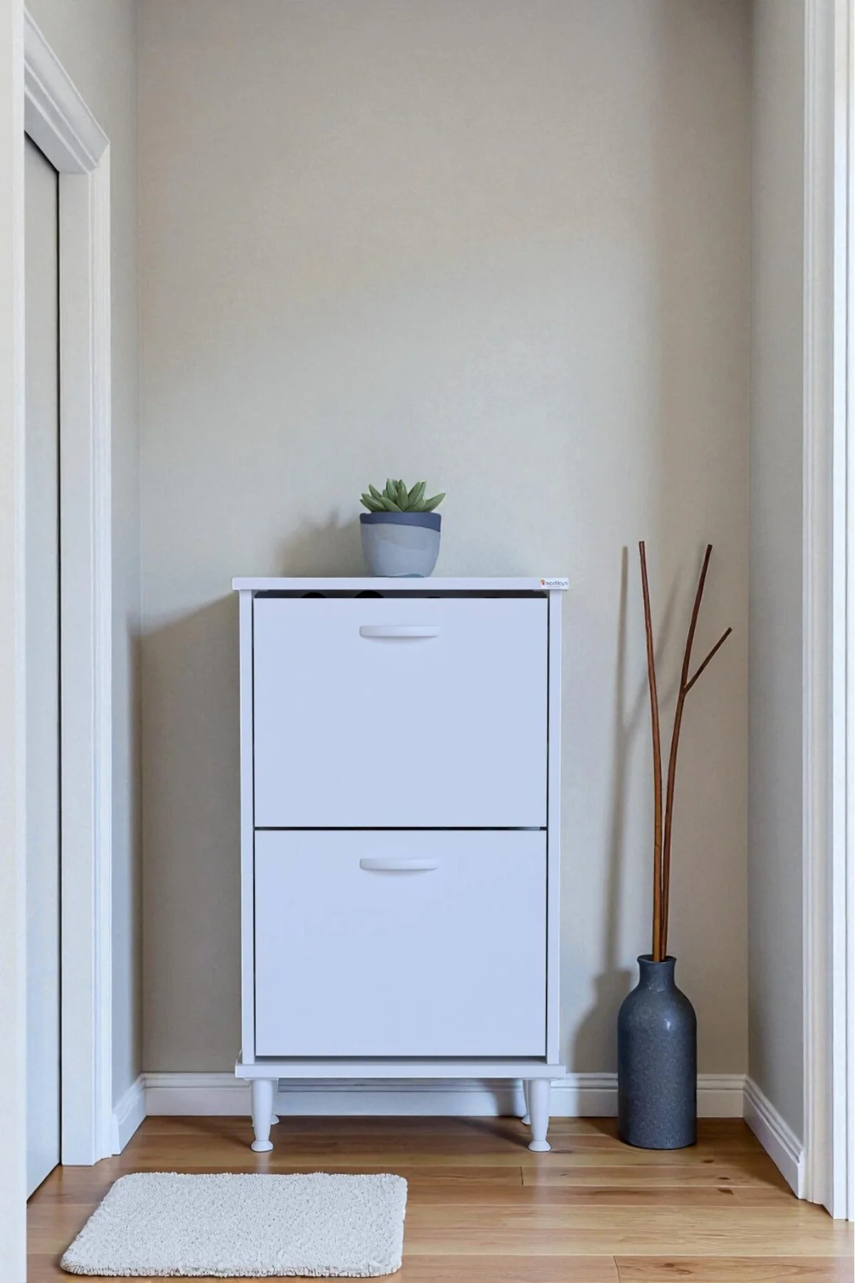 Kalvo 52 cm Genişlikte Beyaz Renk Ayakkabılık 52x86x26 cm Ayaklı 