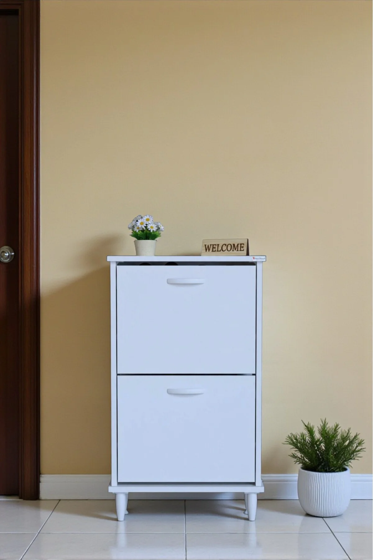Kalvo 52 cm Genişlikte Beyaz Renk Ayakkabılık 52x86x26 cm Ayaklı 