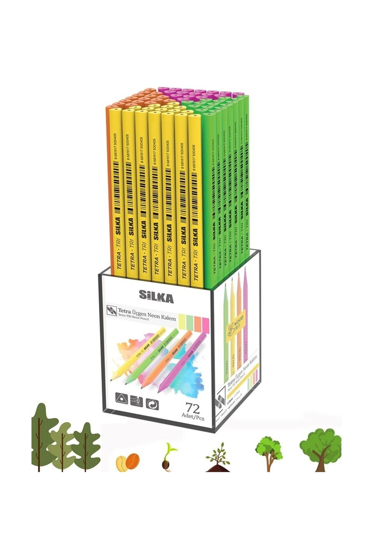 Kaly Üçgen Neon Kurşun Kalem 12'li