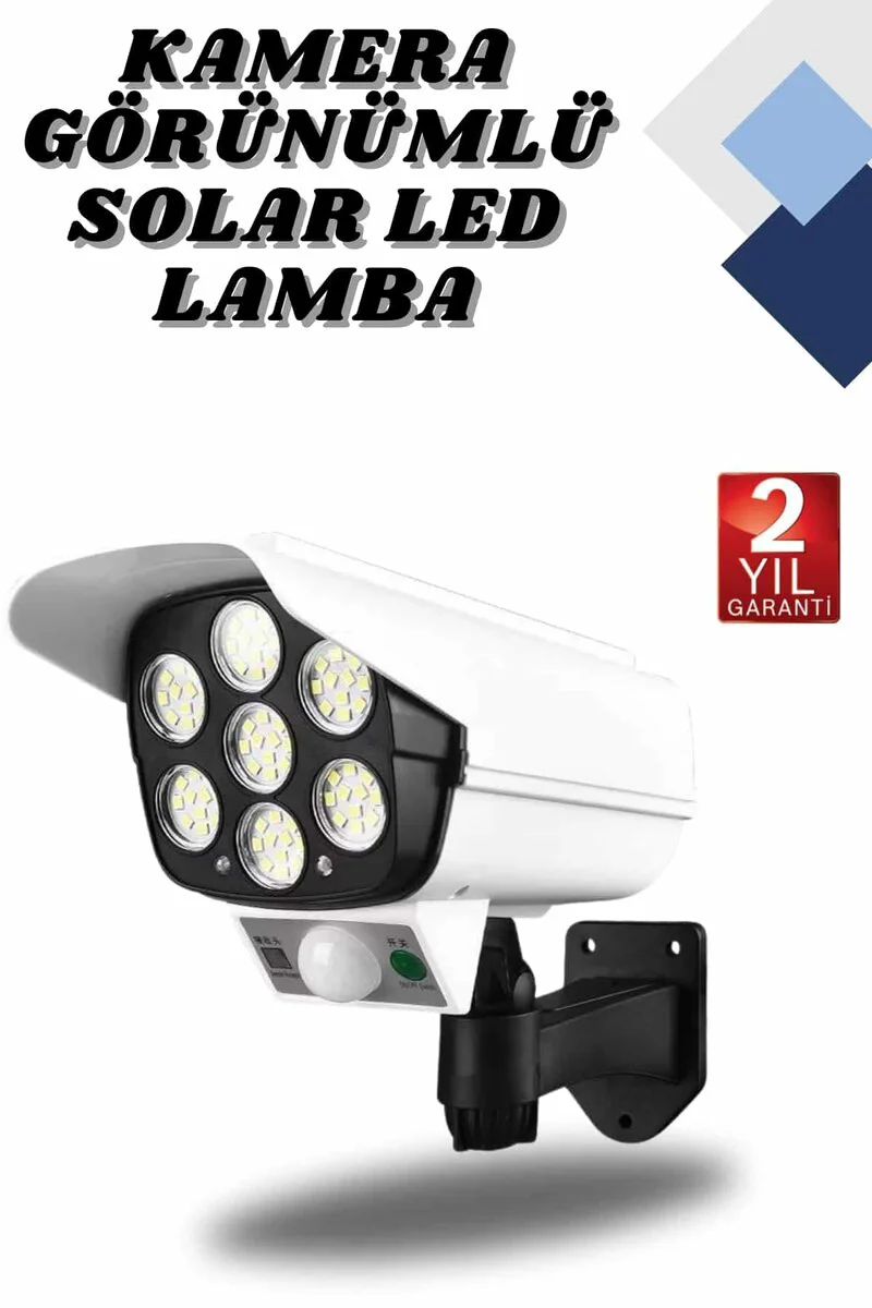 Kamera Görünümlü Güvenlik Lambası - Led Bahçe Aydınlatması Güneşli & Hareket Sensörlü