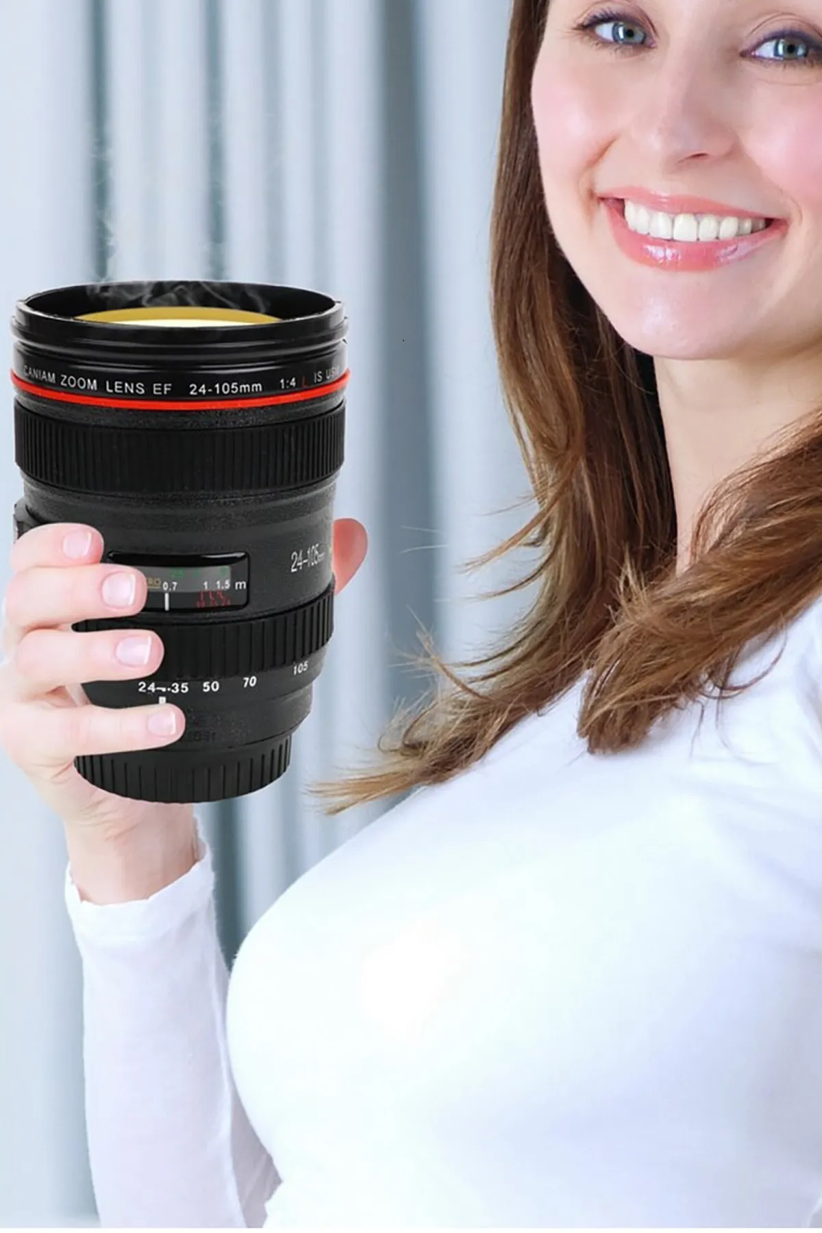 Kamera Lens Lensi Objektif Görünümlü Çay Kahve Bitki Çayı Vb. Ter