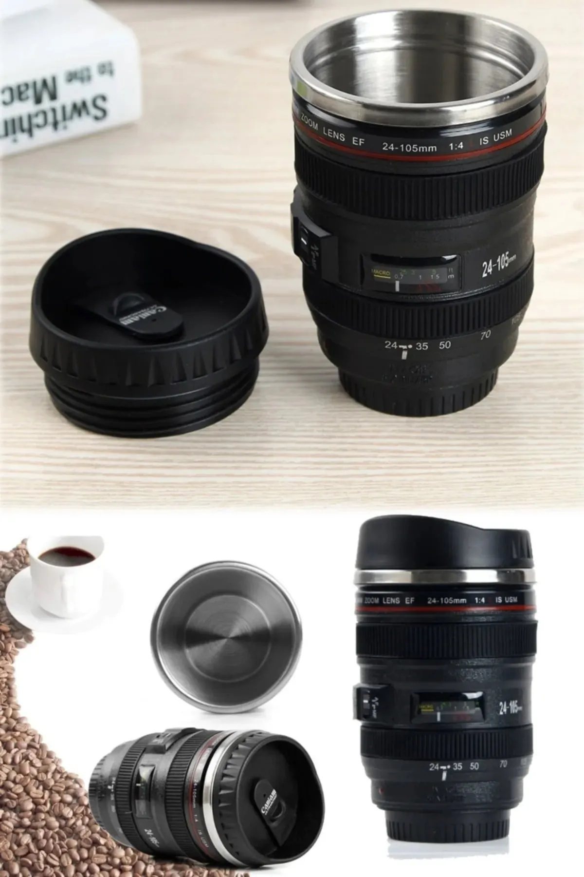 Kamera Lens Lensi Objektif Görünümlü Çay Kahve Bitki Çayı Vb. Ter