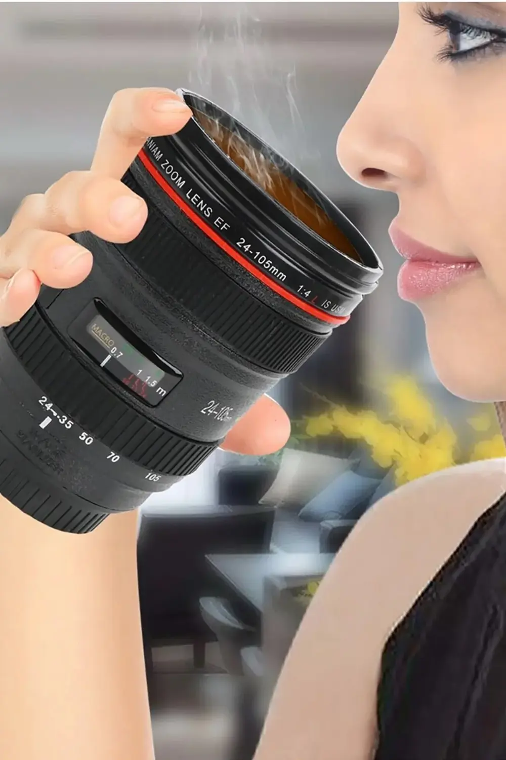 Kamera Lens Lensi Objektif Görünümlü Çay Kahve Bitki Çayı Vb. Ter