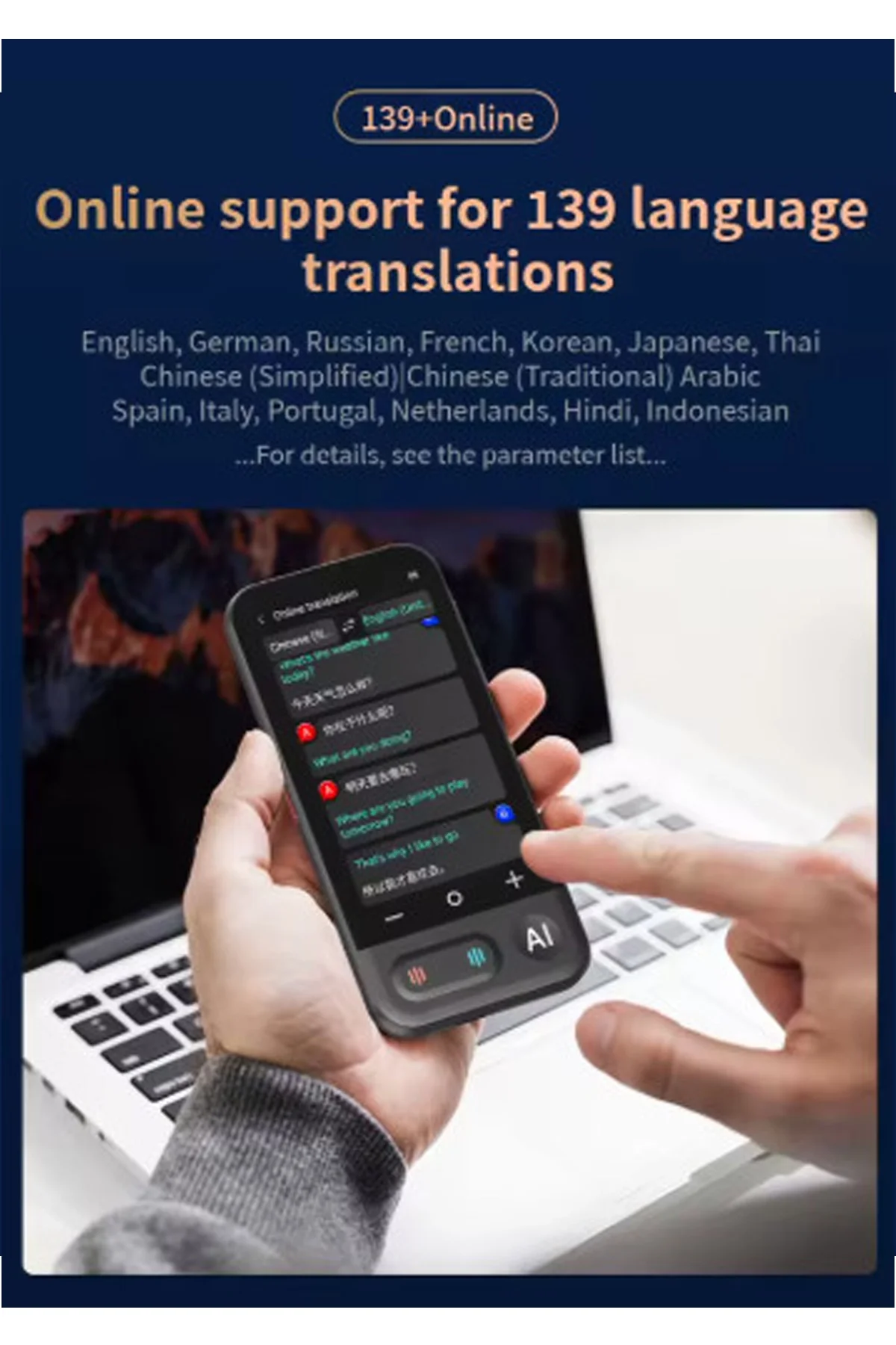 Kameralı 140 Dilde Wifi Özellikli Translator Elektronik Çeviri Cihazı Türkçe Menü - Görsel 4
