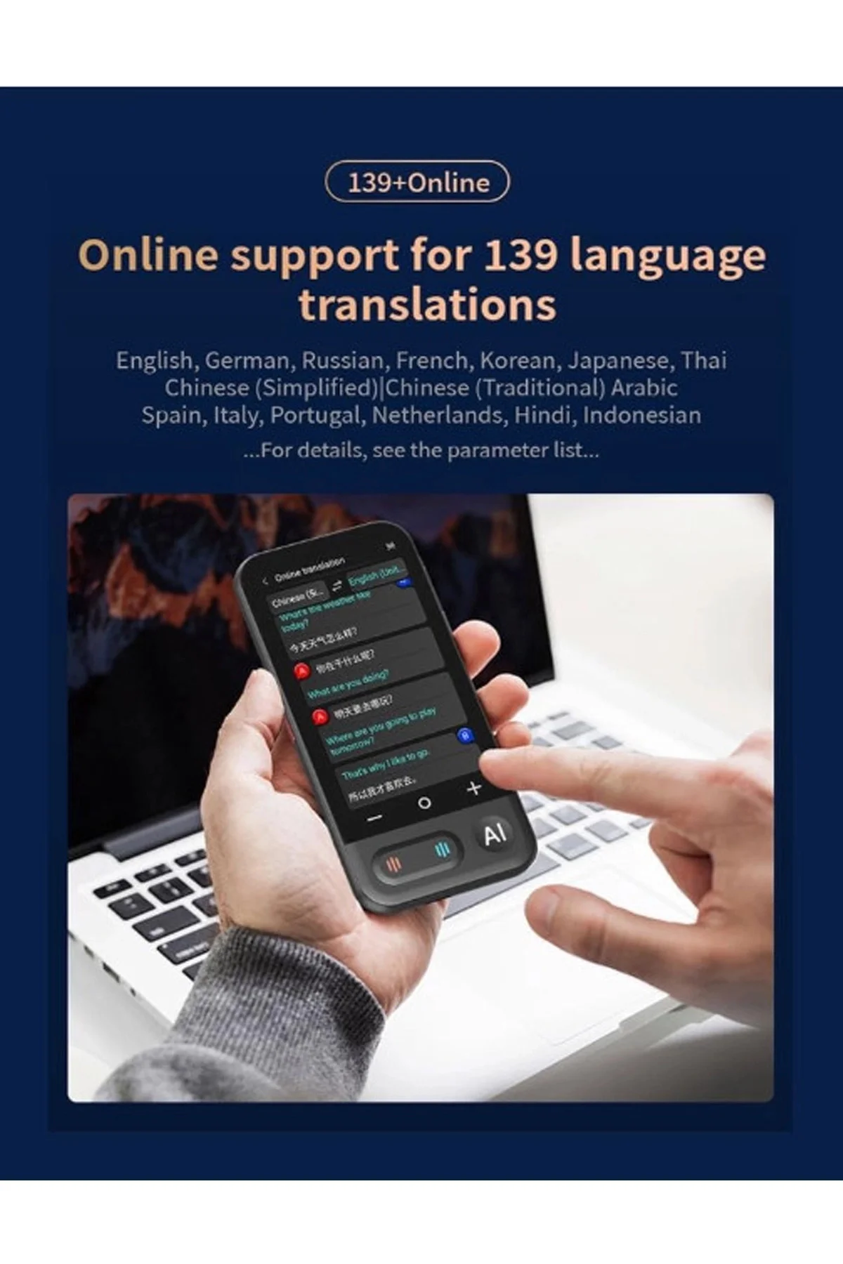 Kameralı 140 Dilde Wifi Özellikli Translator Elektronik Çeviri Ci