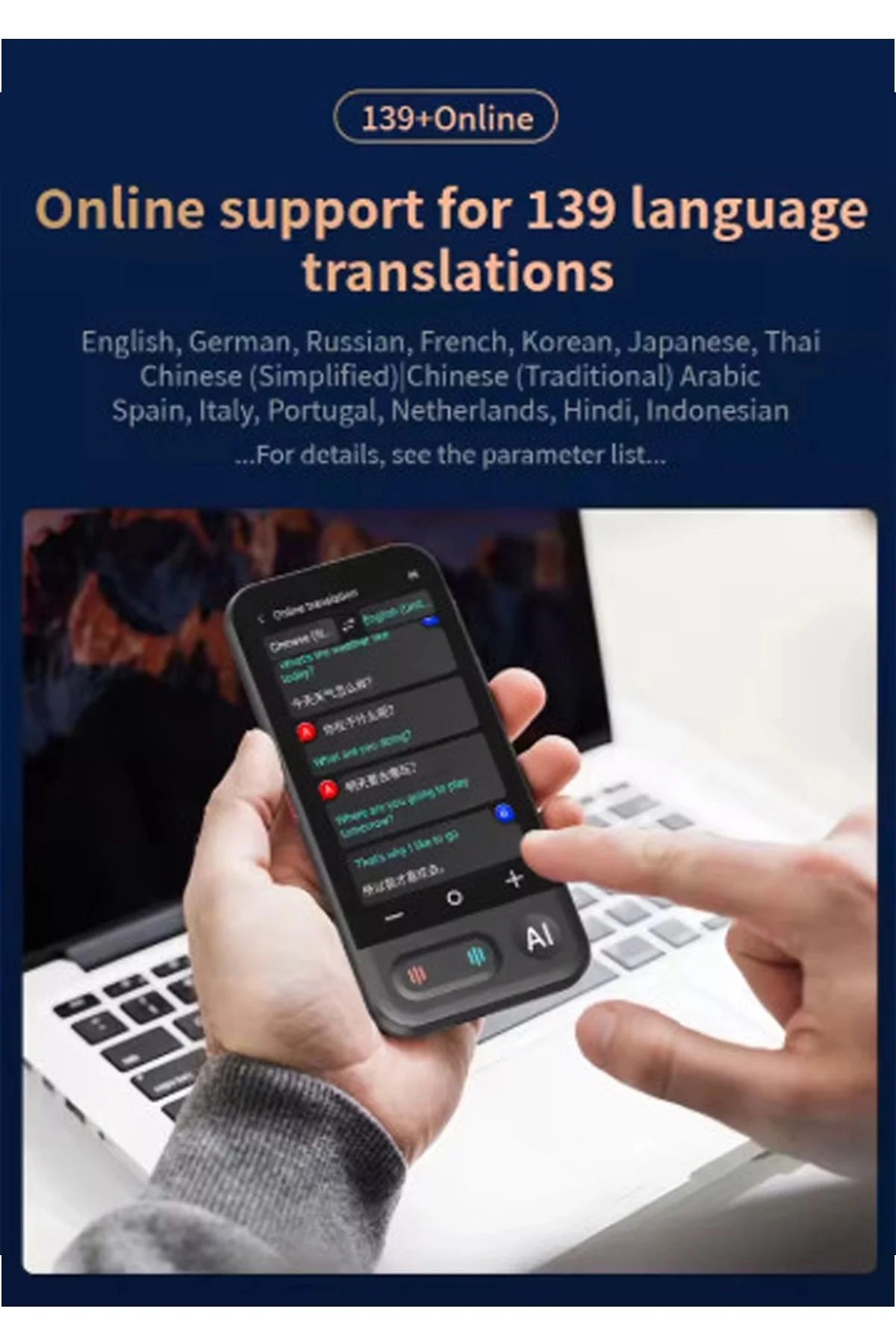 Kameralı 140 Dilde Wifi Özellikli Translator Elektronik Çeviri Ci