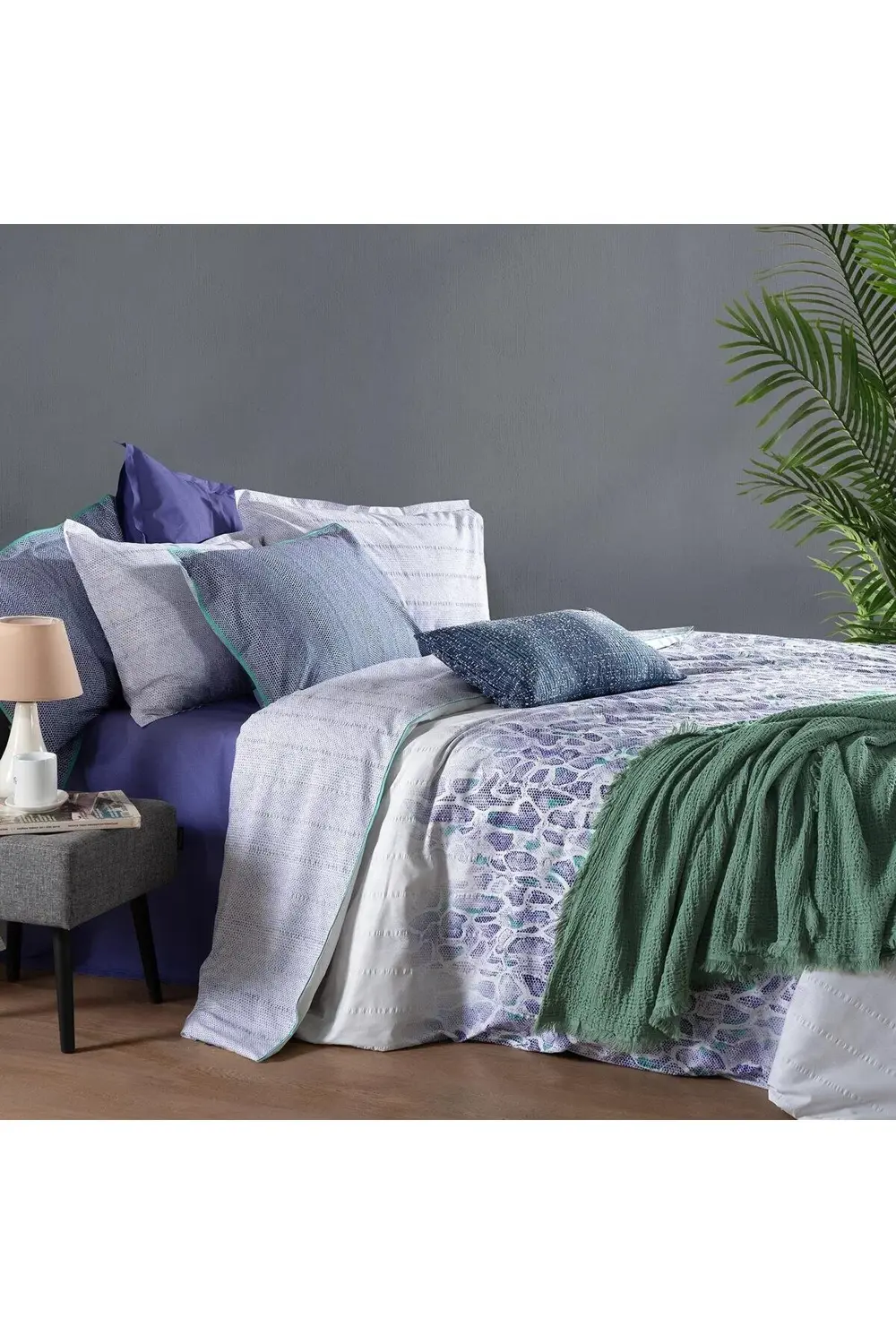 Sarev Kamerun Mavi Çift Kişilik %100 Pamuk Nevresim Takımı