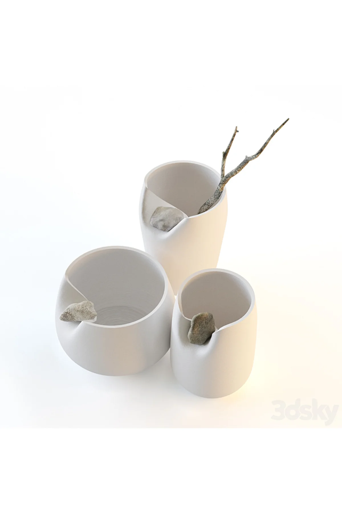 Kamnem Modern Vazo Büyük Boy 25 CM Sert Plastik 3'lü Dekoratif Lüks Vazo