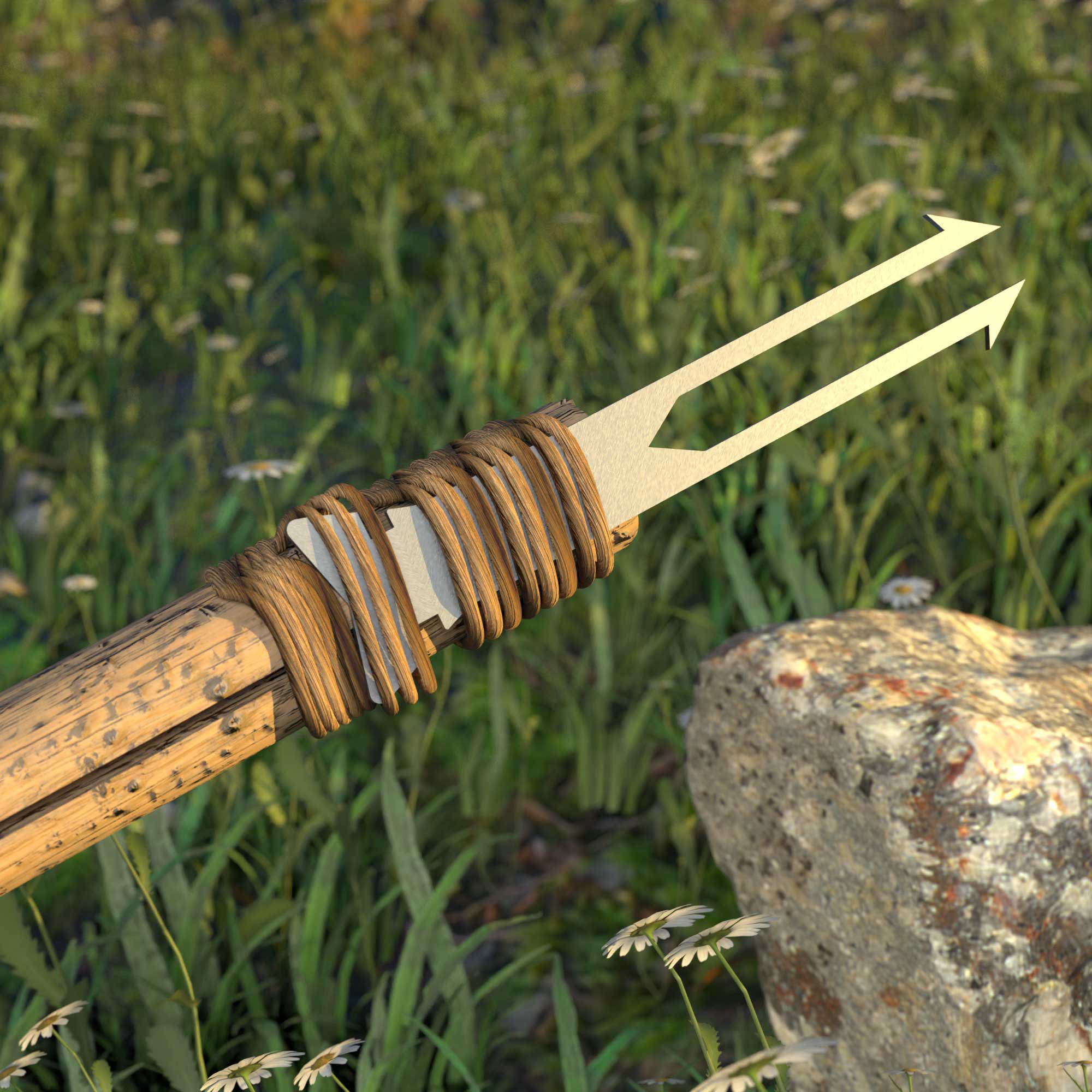 Kamp Ayisi ® Klasik Çift Ağizli Bushcraft Balikçi Mizrak Ucu 