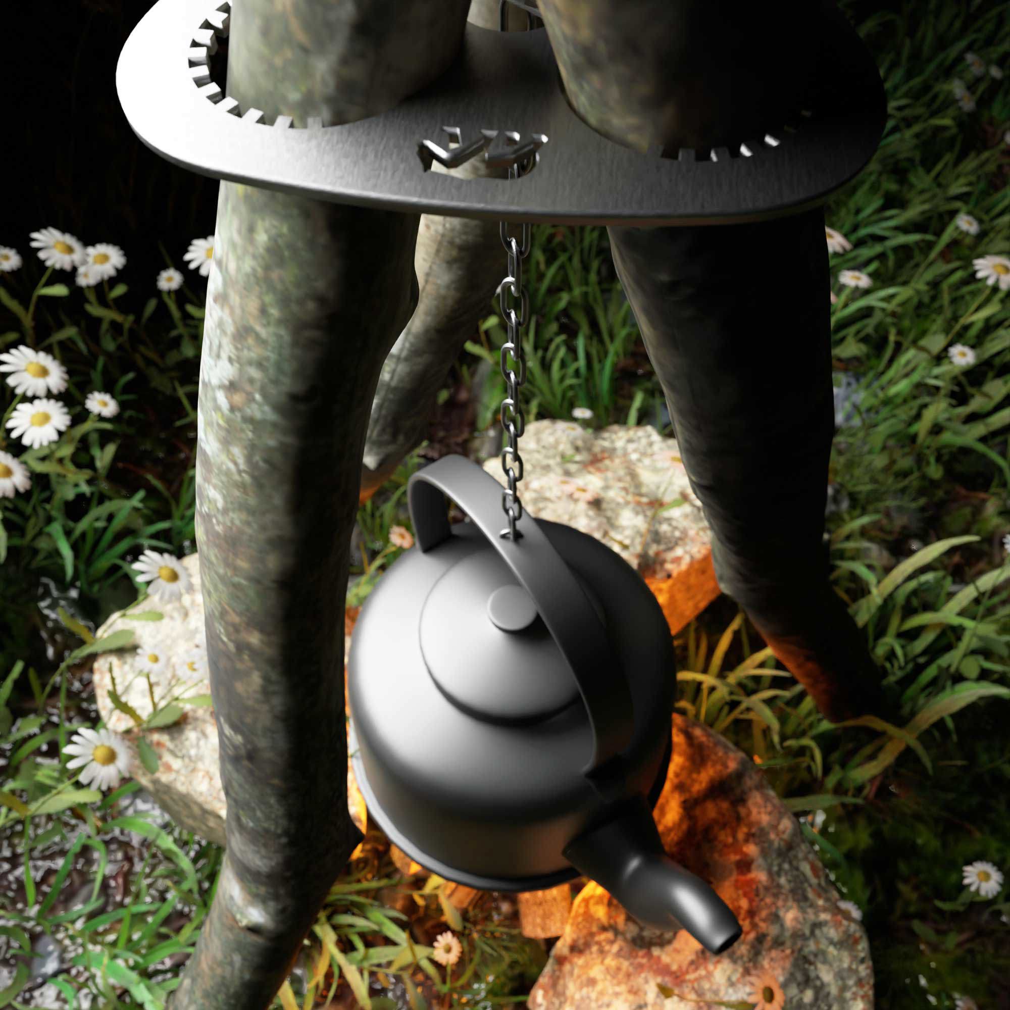 Kamp Ayisi ® Woodplus™ Ayarlanabilir Karabinali Zincirli Üç Ayak A Kamp Ayisi ® Woodplus™ Ayarlanabilir Karabinali Zincirli Üç Ayak A