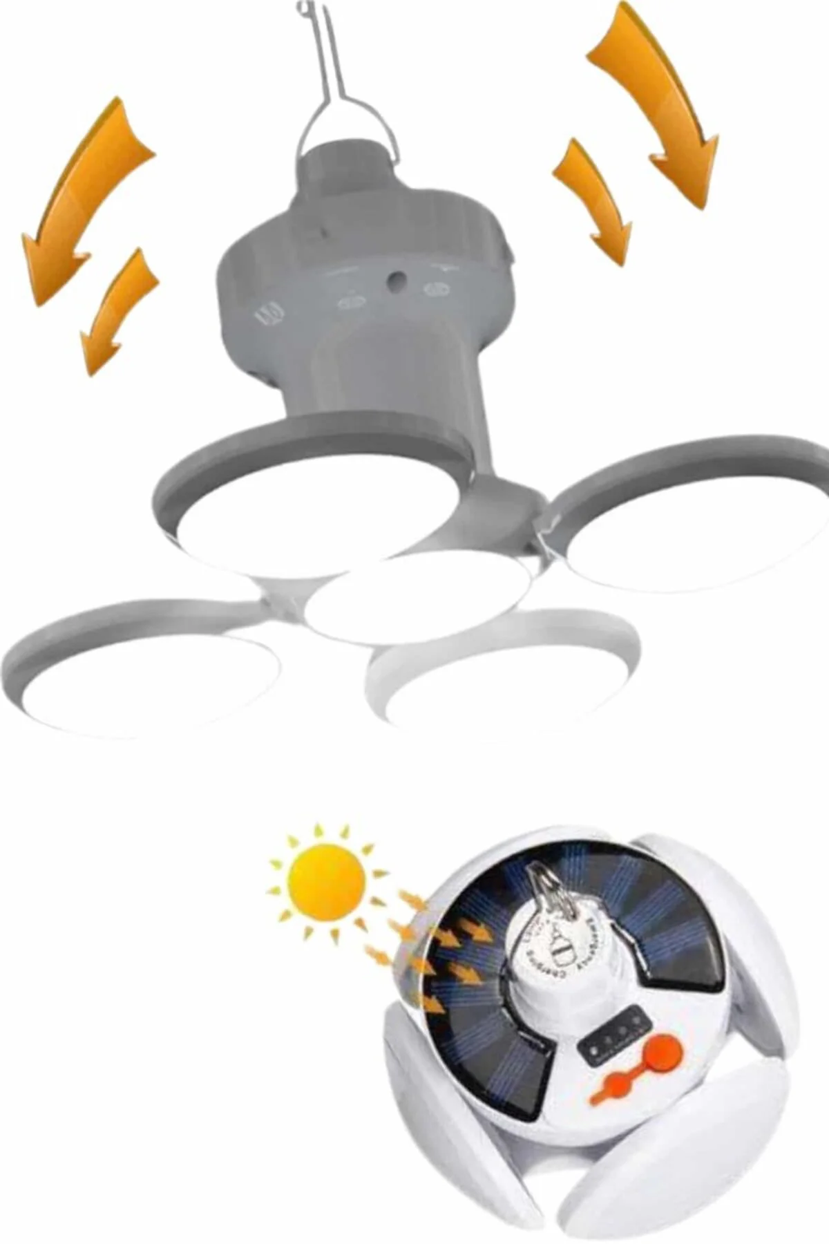 Kamp Feneri Şarj Edilebilir Güneş Enerjili Işıldak USB Şarjlı