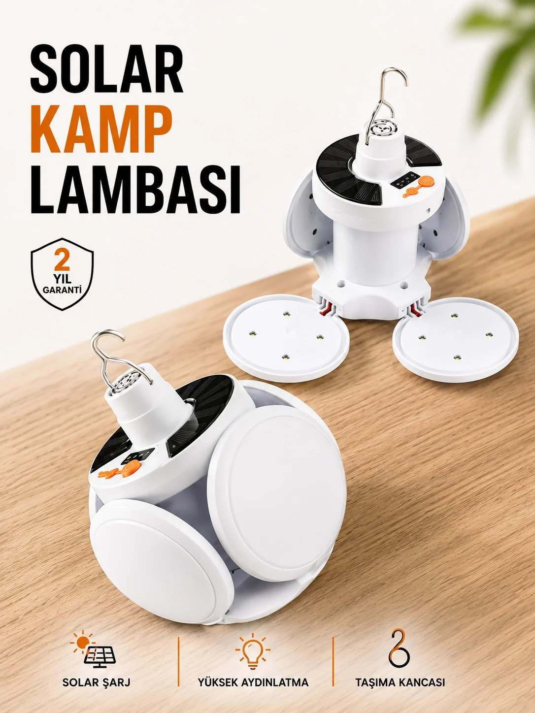Kamp Lambası Işıldak Beyaz Işık Güneş Enerjili Solar Aydınlatma 5