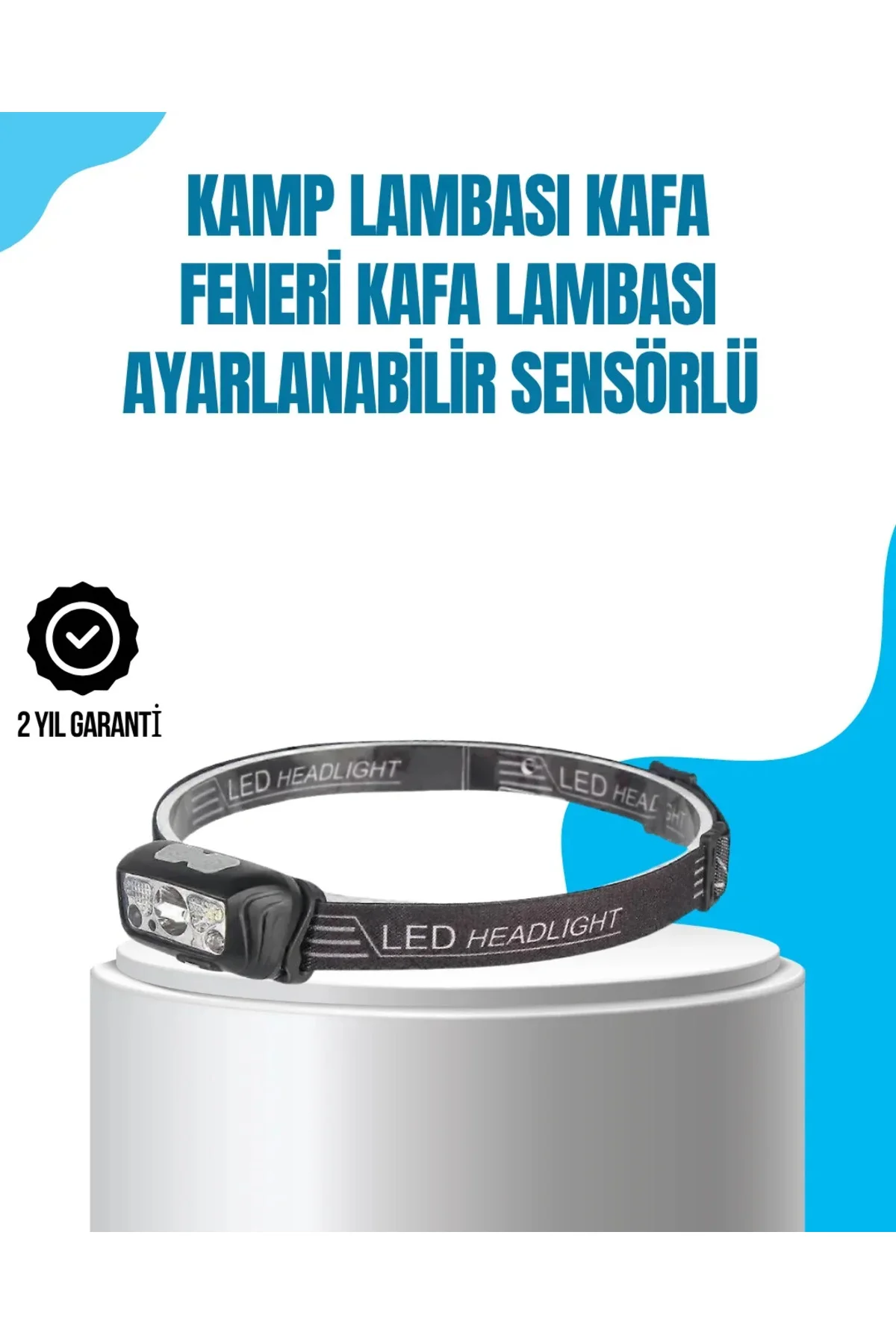 Kamp Lambası Kafa Feneri Kafa Lambası Ayarlanabilir Sensörlü Şarjlı