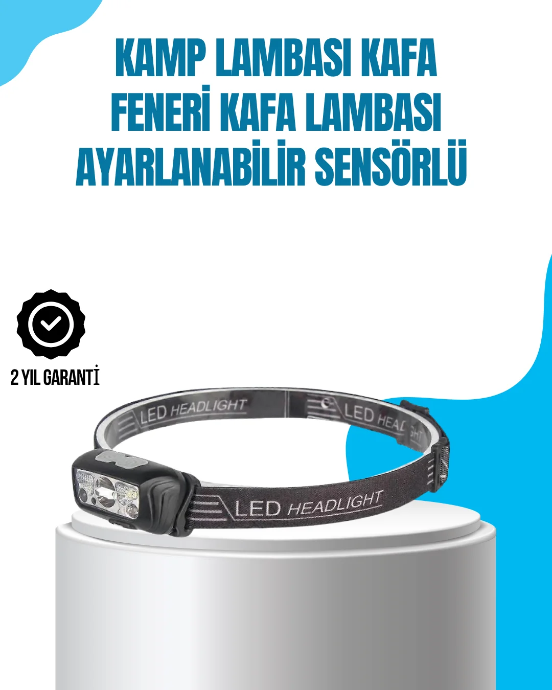 Kamp Lambası Kafa Feneri Kafa Lambası Ayarlanabilir Sensörlü Şarj