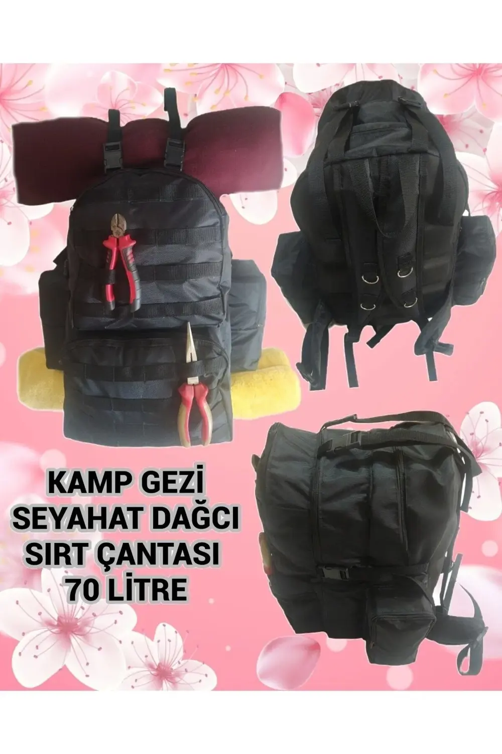 Kamp Seyahat Gezi Dağcı Sırt Çantası 70 Litre