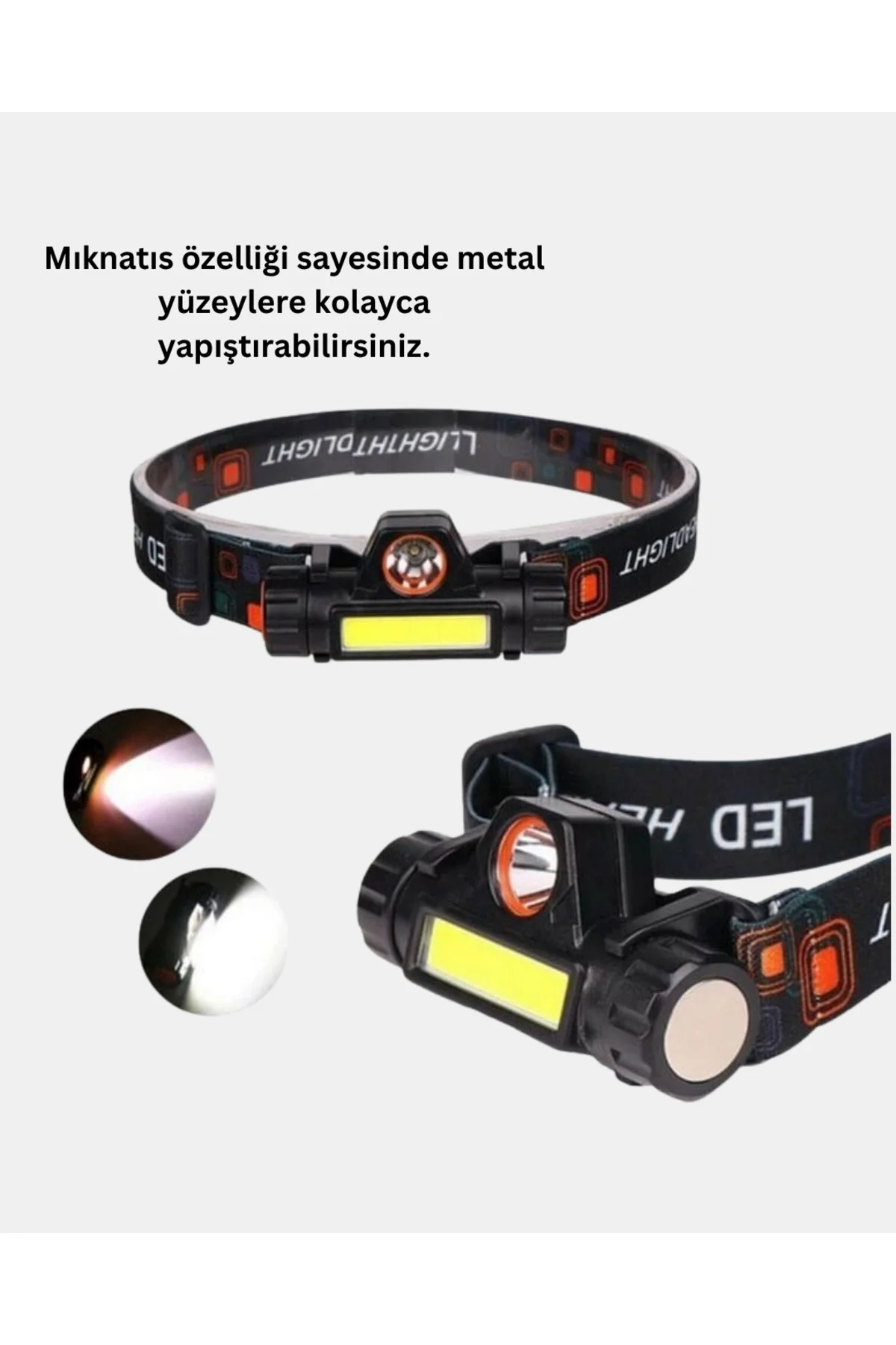 Kamp ve Doğa İçin Şarjlı LED Baş Feneri – Mıknatıslı, Su Geçirmez
