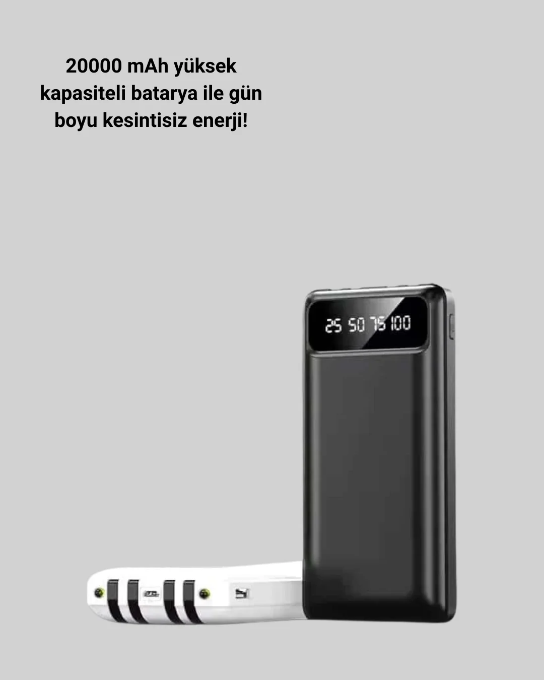 Kamp ve Seyahat İçin 20.000mAh LED Işıklı Hızlı Şarj Powerbank Yeni Nesil