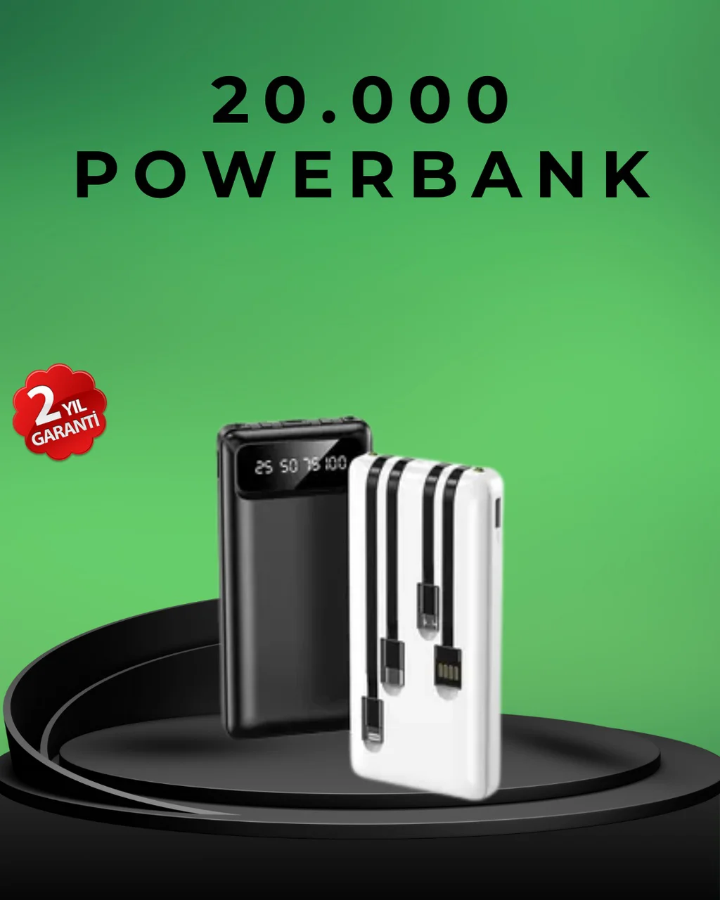 Kamp Ve Seyahat İçin 20.000mah Led Işıklı Hızlı Şarj Powerbank Diğer